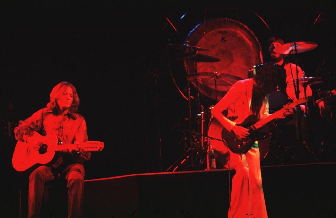 Led Zeppelin bathed in red light, 1977