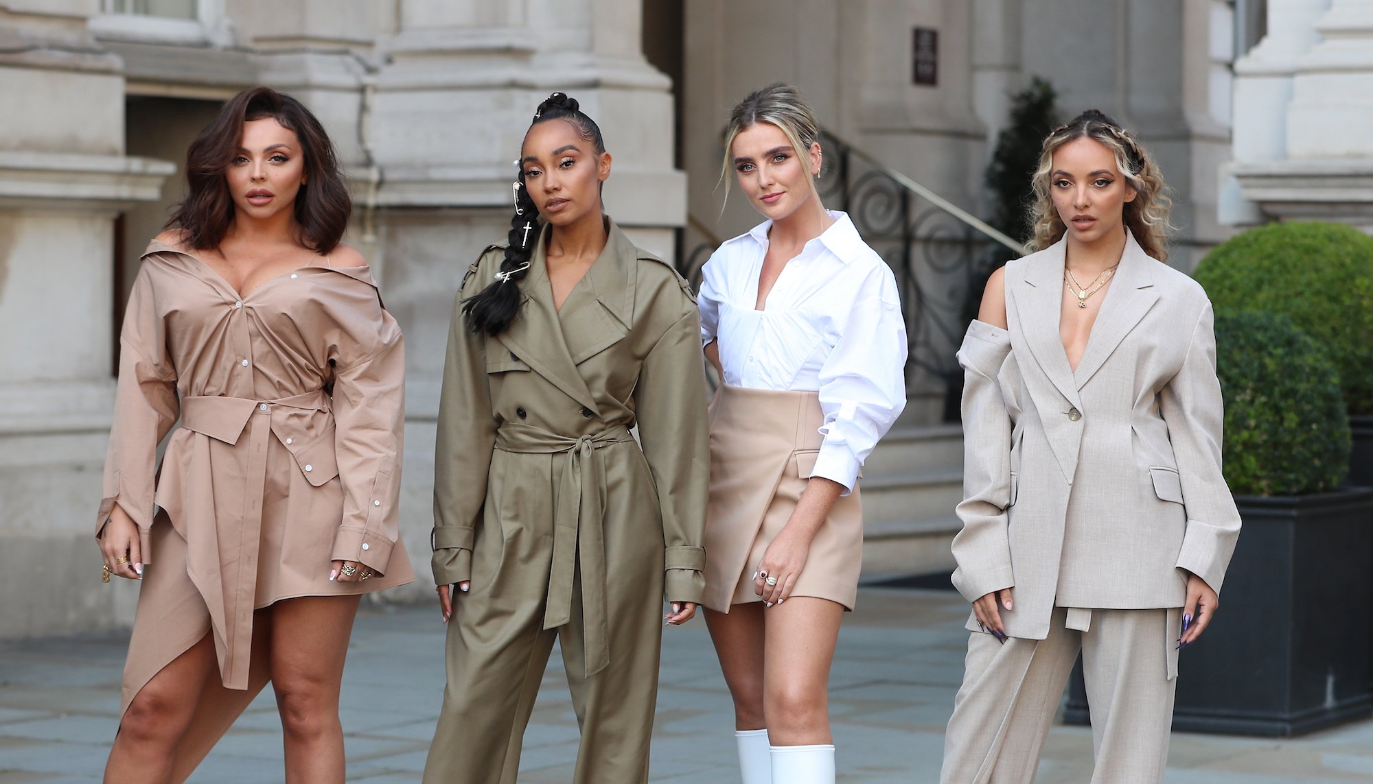 Little Mix leaving the Langham Hotel ahead of their performance of BBC Radio One Live Lounge on Sept, 15, 2020.