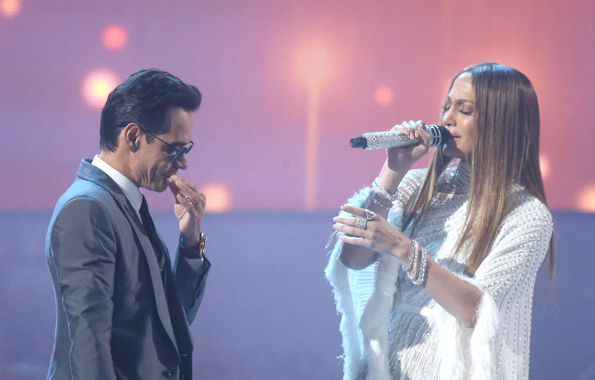Jennifer Lopez and Marc Anthony perform onstage during the 17th Annual Latin Grammy Awards on Nov. 17, 2016.
