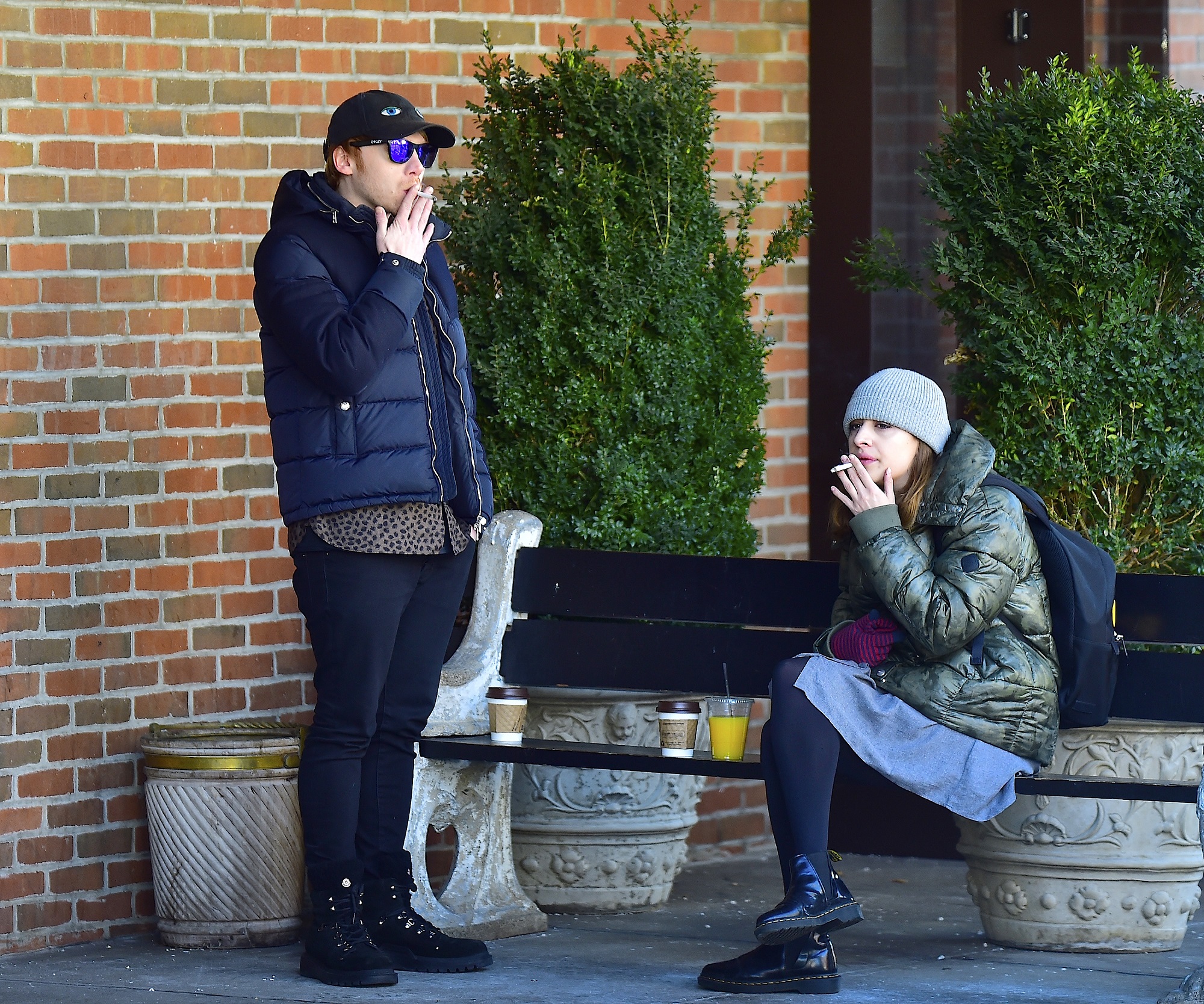 Rupert Grint and Georgia Groome are seen in Soho on March 17, 2017, in New York City.