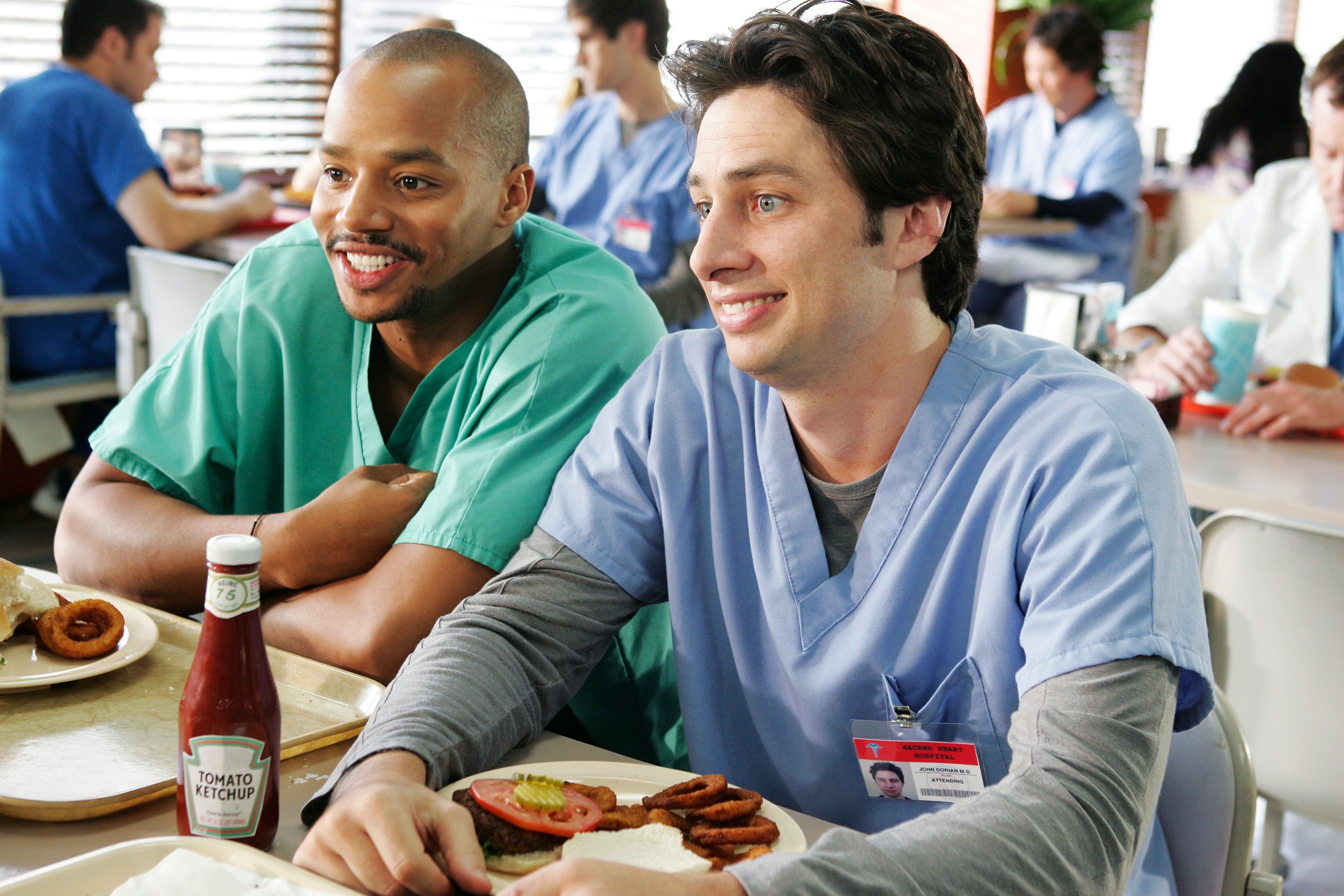 Donald Faison as Turk and Zach Braff as JD in 'Scrubs'