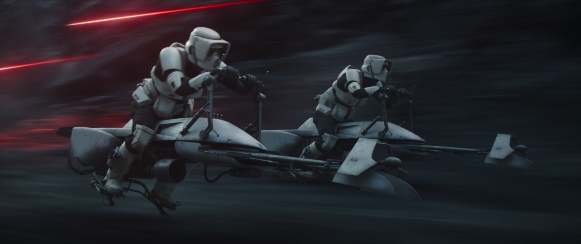 Stormtroopers chase after Din Djarin in 'The Mandalorian' "The Siege"