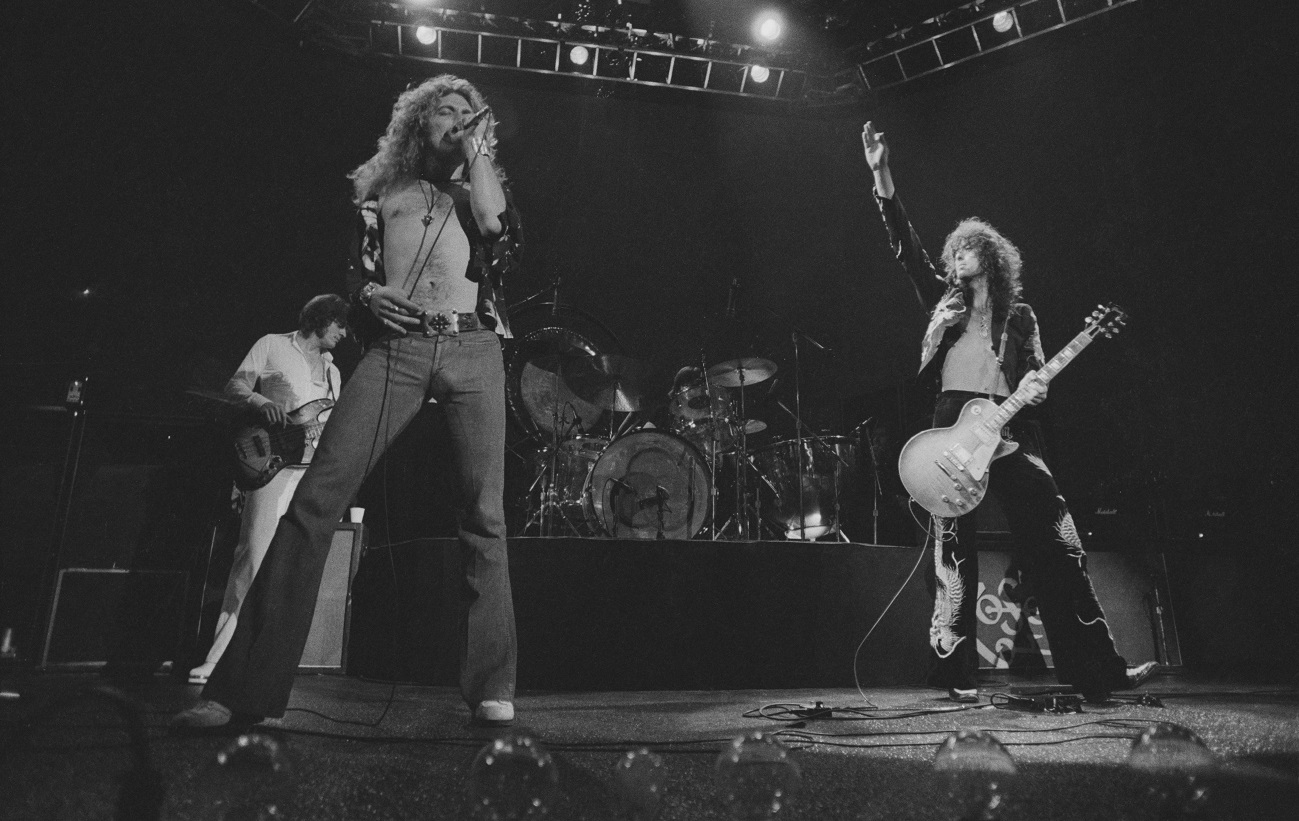 Led Zeppelin on stage in 1975