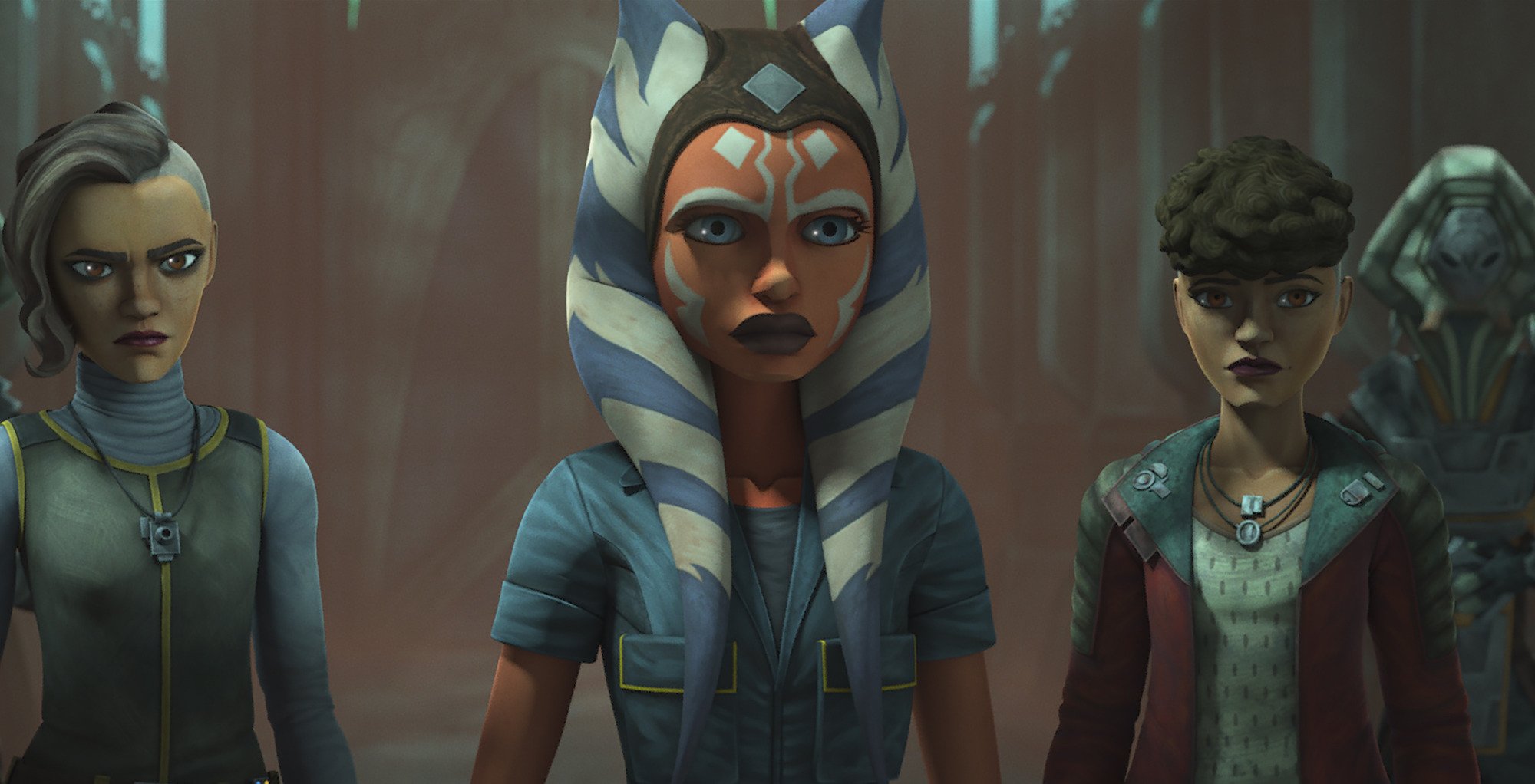 Ahsoka Tano with the Martez sisters in Season 7 of 'Star Wars: The Clone Wars'