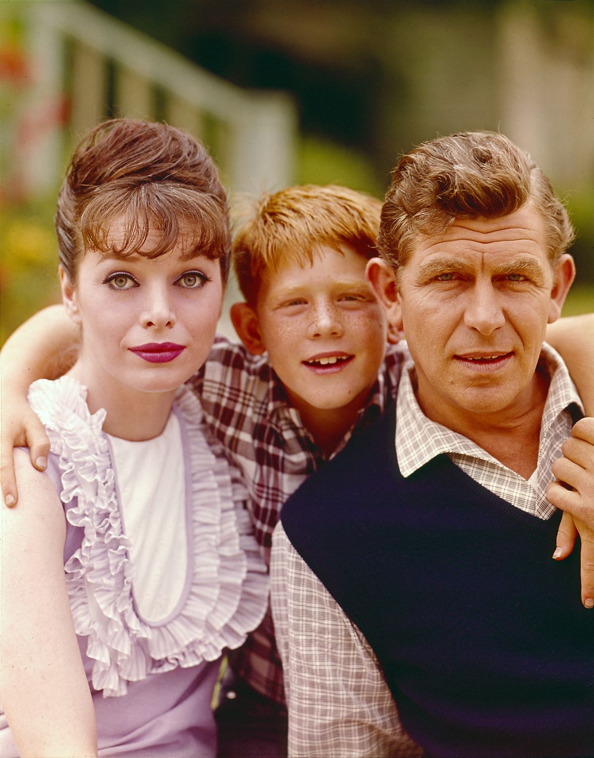 Aneta Corsaut as Helen Crump, Ron Howard as Opie Taylor and Andy Griffith as Sheriff Andy Taylor