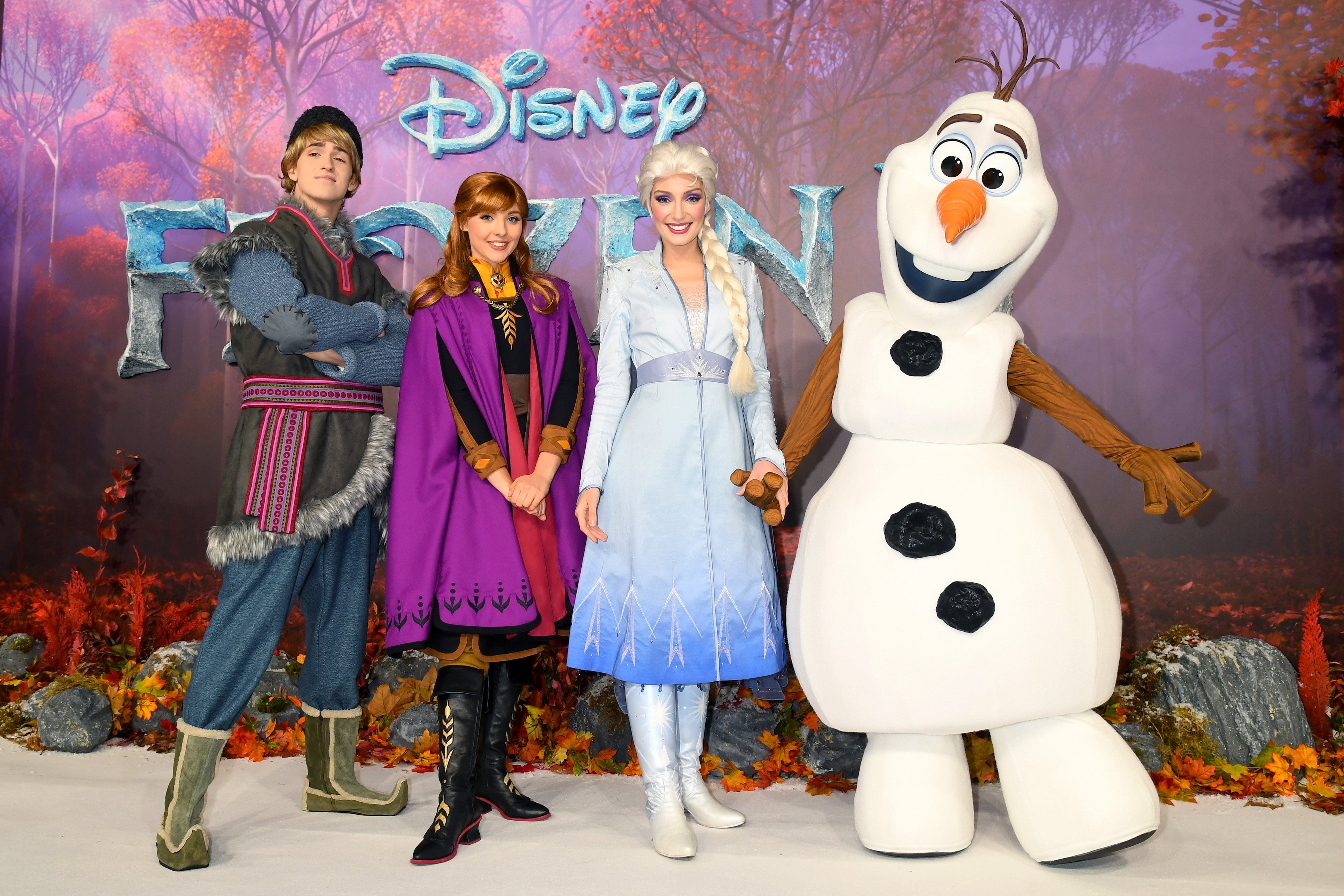 Kristoff, Anna, Elsa, and Olaf attend the 'Frozen 2' European premiere