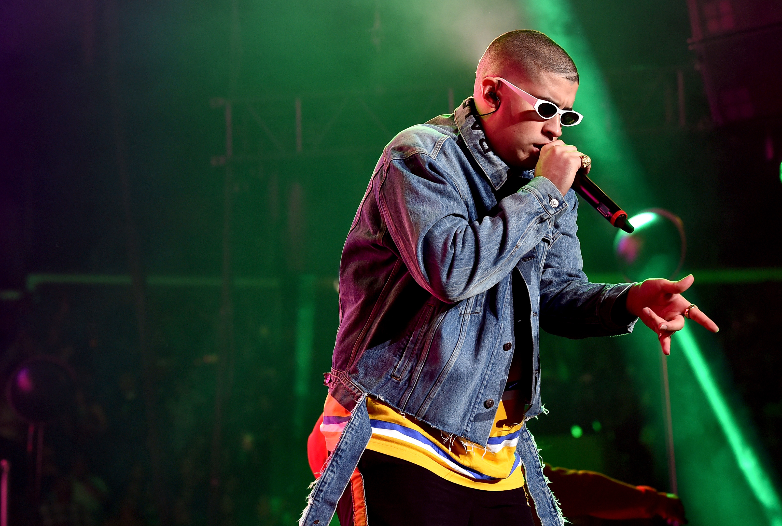 Bad Bunny performs onstage during a concert