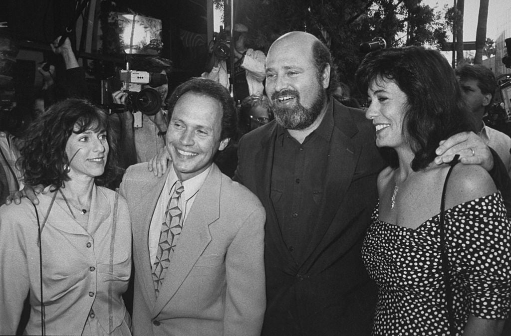 Rob Reiner and his wife Michele Singer, with Billy Crystal and his wife Janice at the premiere of When Harry Met Sally