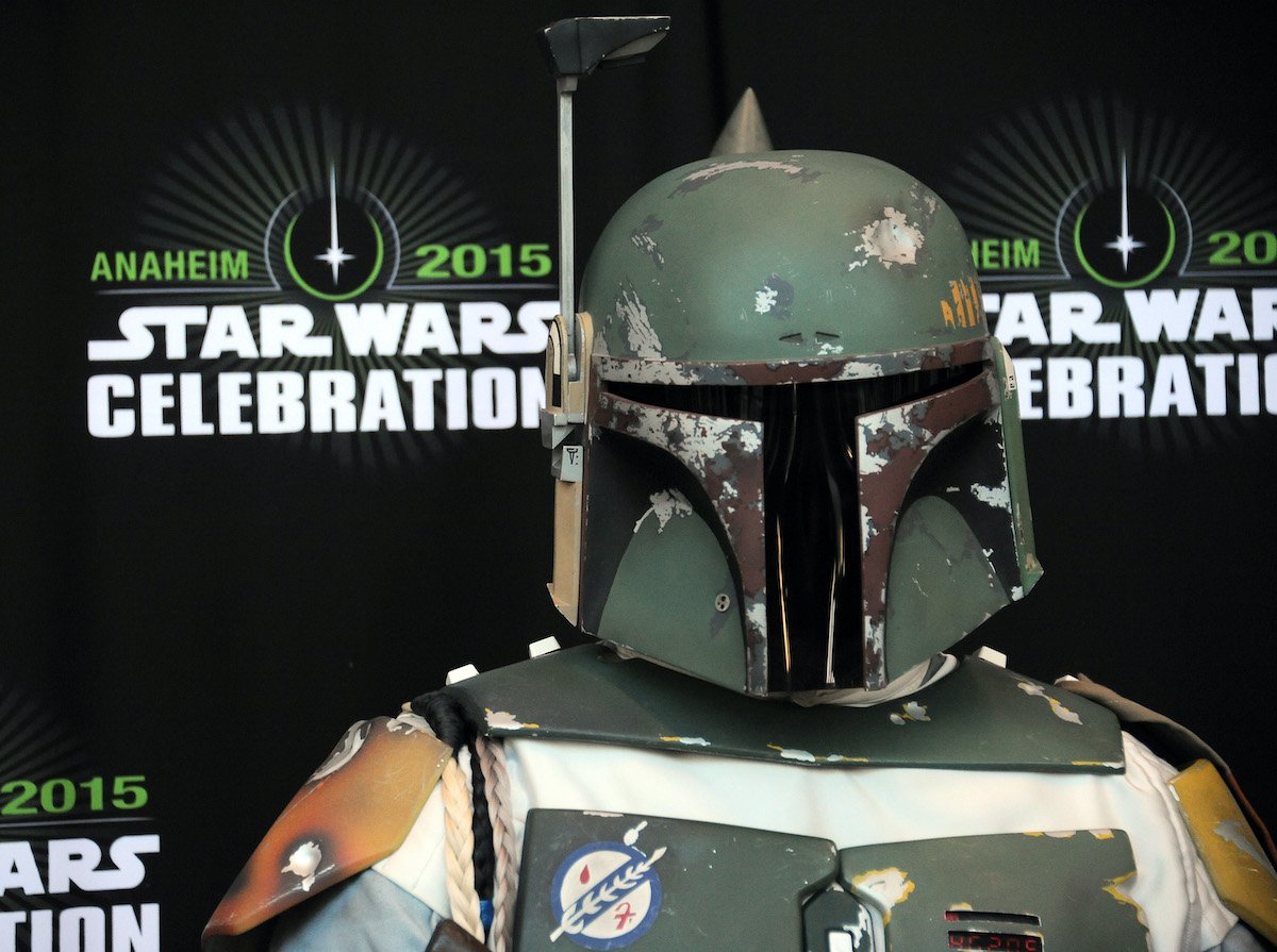 A cosplayer dressed as Boba Fett at Star Wars Celebration
