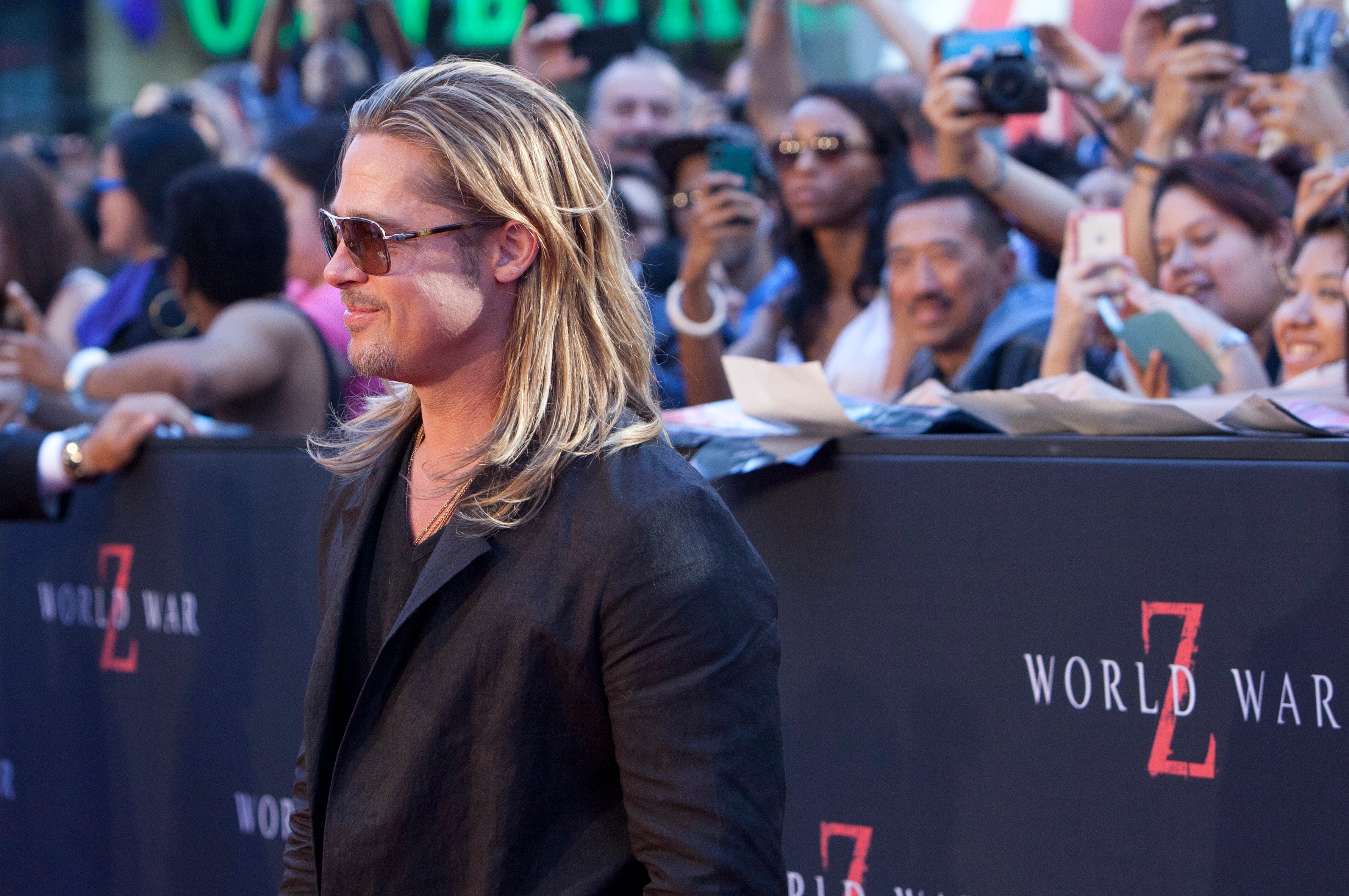 Brad Pitt attends the "World War Z" premiere in New York City.