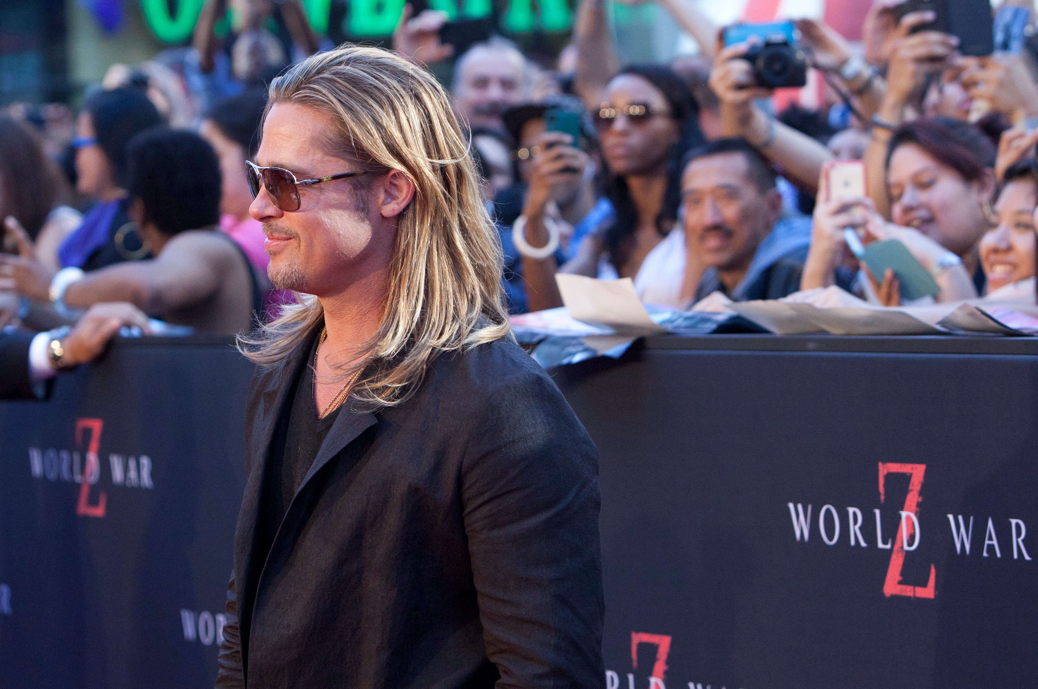 Brad Pitt attends the "World War Z" premiere in New York City. 