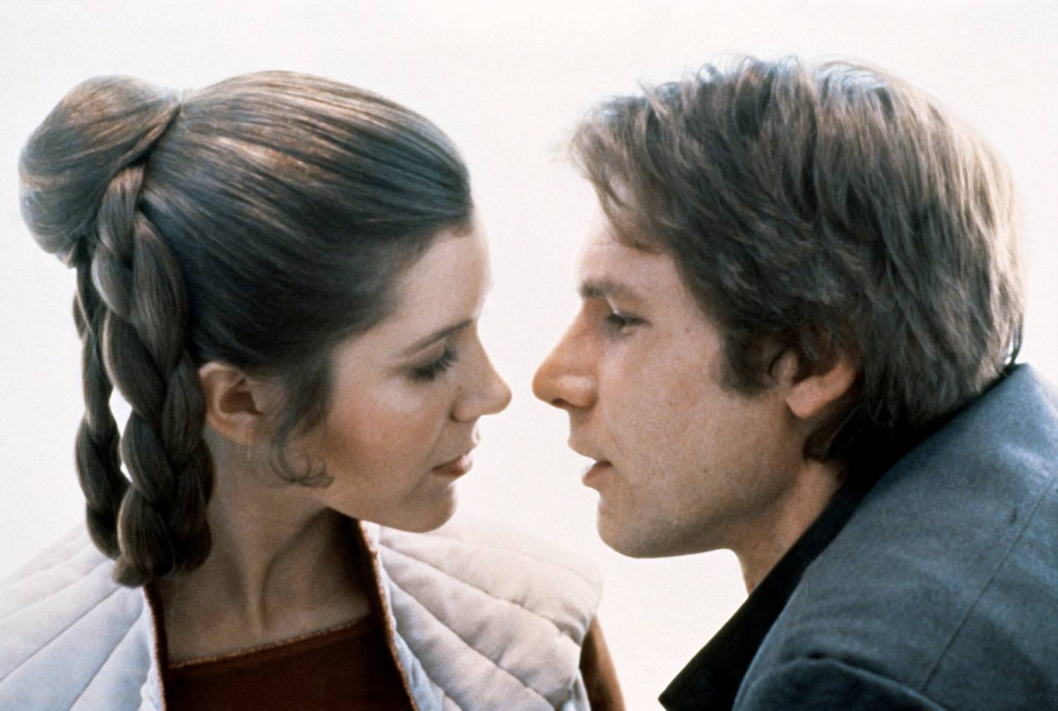 American actors Carrie Fisher and Harrison Ford on the set of Star Wars: Episode V - The Empire Strikes Back directed by Irvin Kershner. 