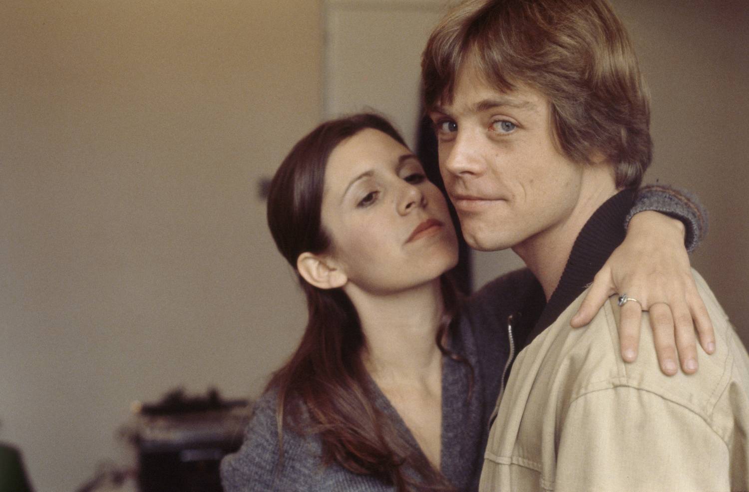 Carrie Fisher et Mark Hamill en juillet 1979 à Londres, Royaume-Uni