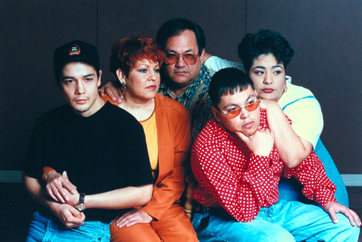 Family of late tejano singer Selena who was shot by her former fan club pres. Yolanda Saldivar: husband Chris Perez, parents Marcela & Abraham Quintanilla, & siblings A.B. & Suzette. 