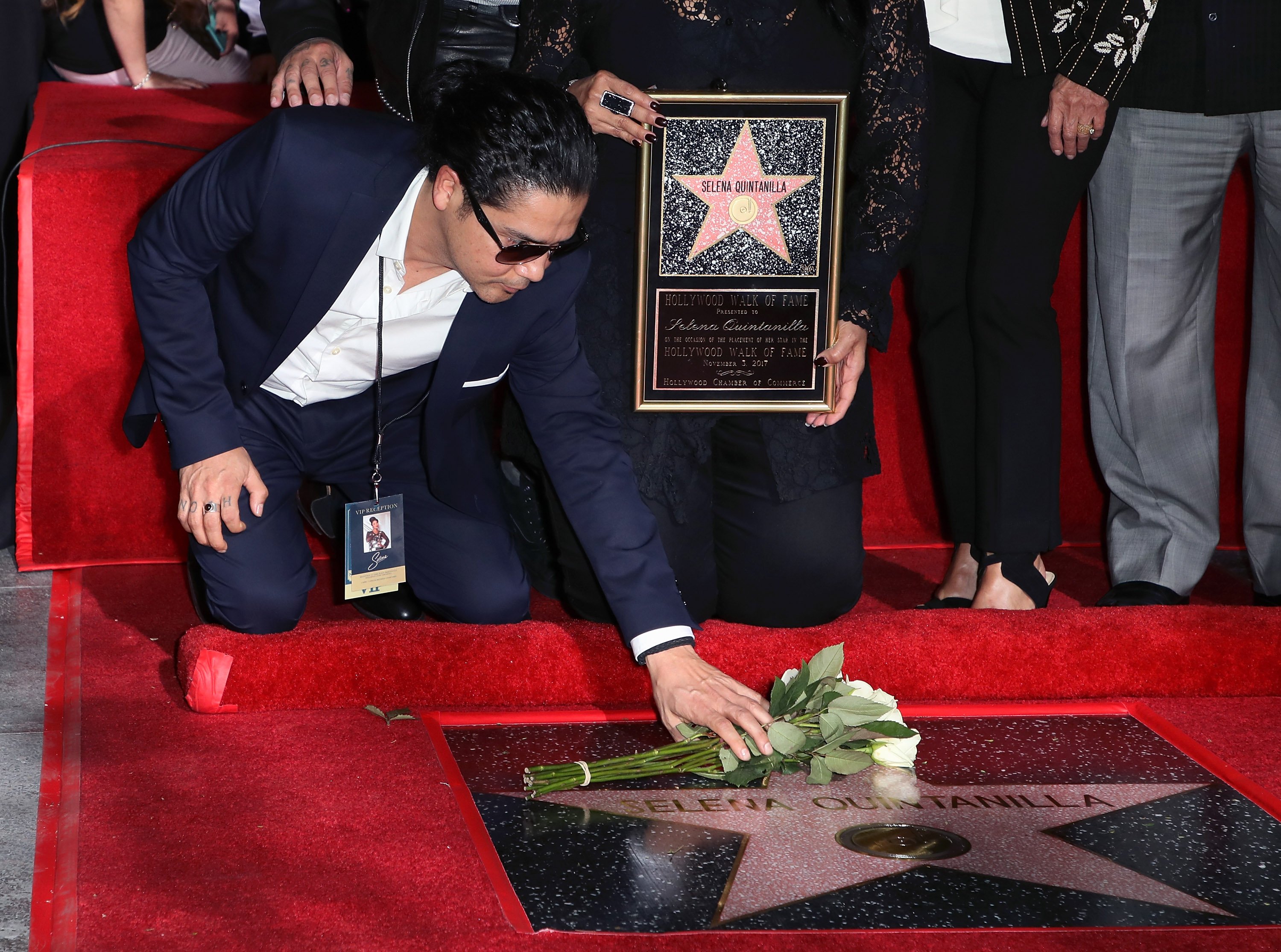 : Musician/Selena's widower Chris Perez attends singer Selena Quintanilla being honored posthumously with a Star on the Hollywood Walk of Fame on November 3, 2017 in Hollywood, California.