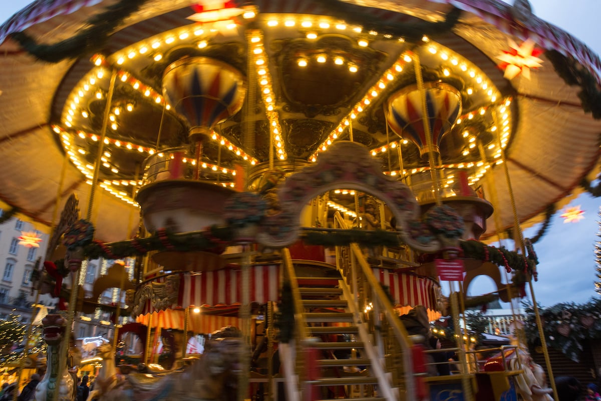 A richly decorated Christmas carousel