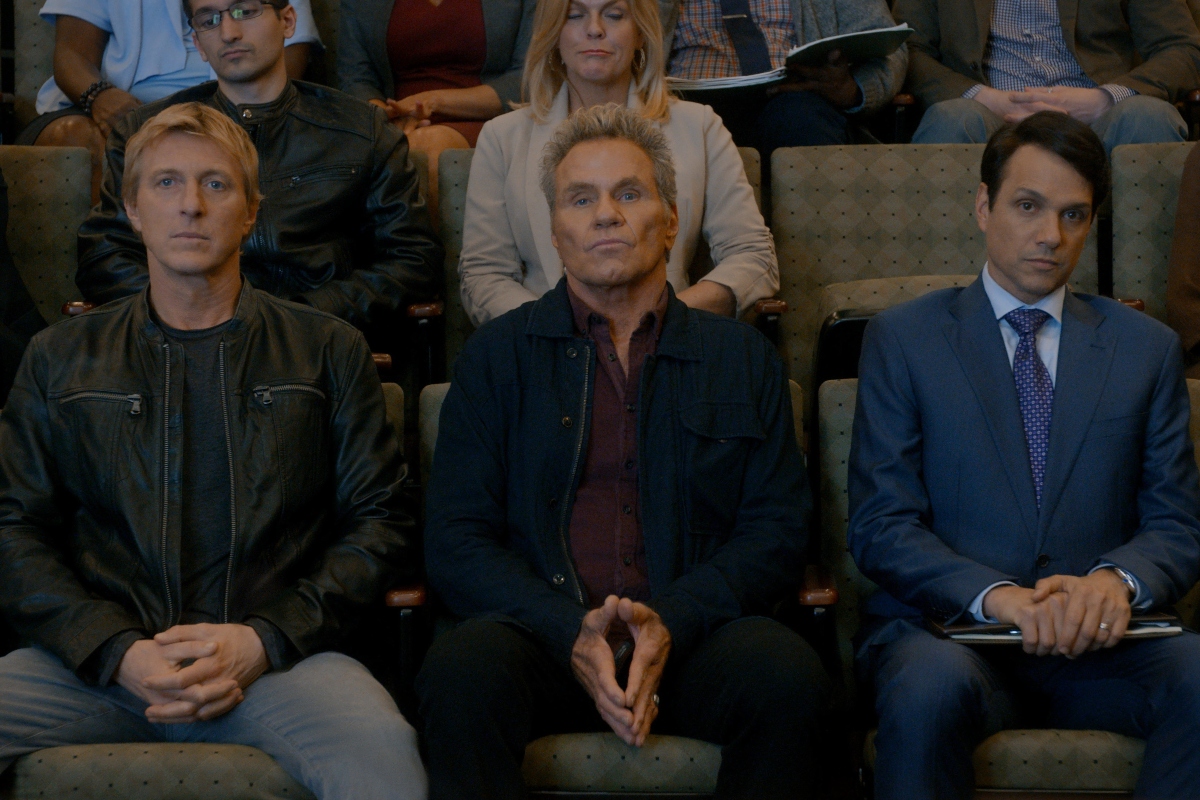 Cobra Kai Season 3: William Zabka, Martin Kove and Ralph Macchio sit together