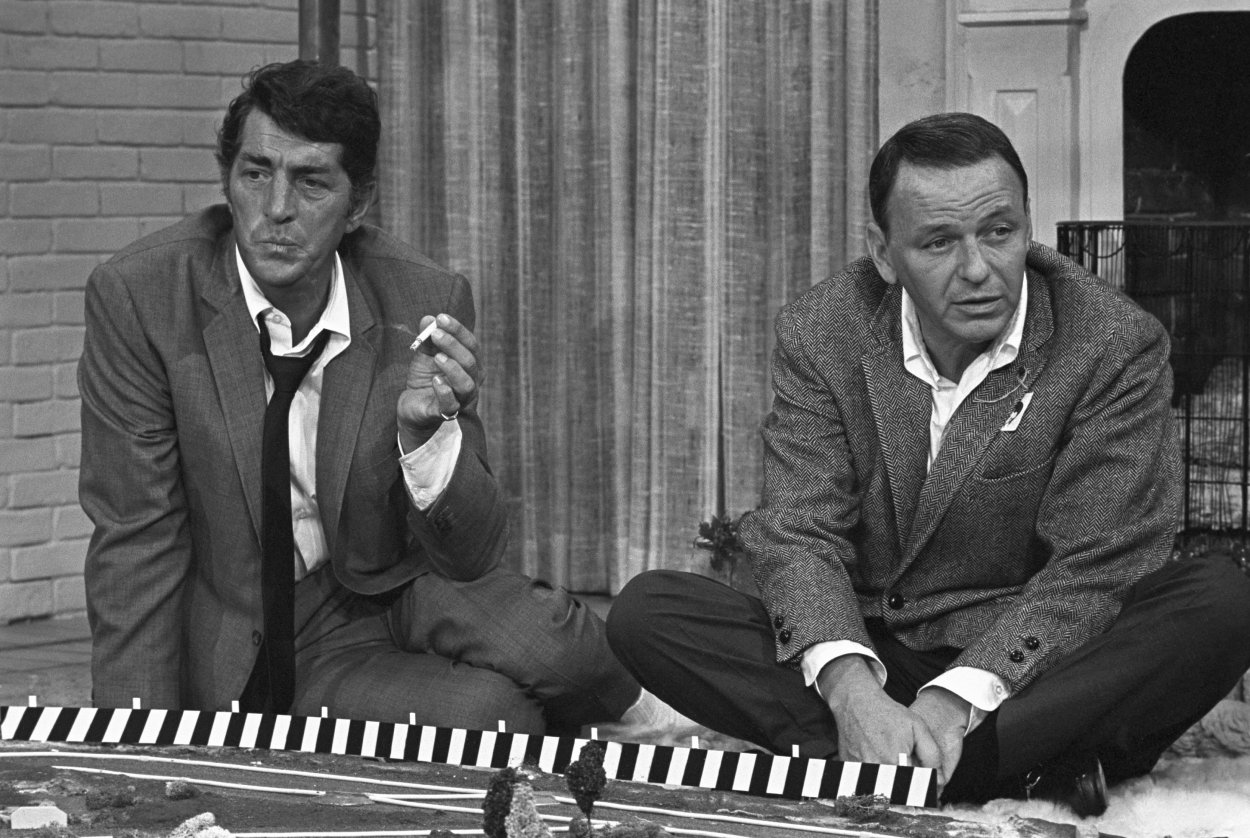 Dean Martin and Frank Sinatra ready to shoot a scene together