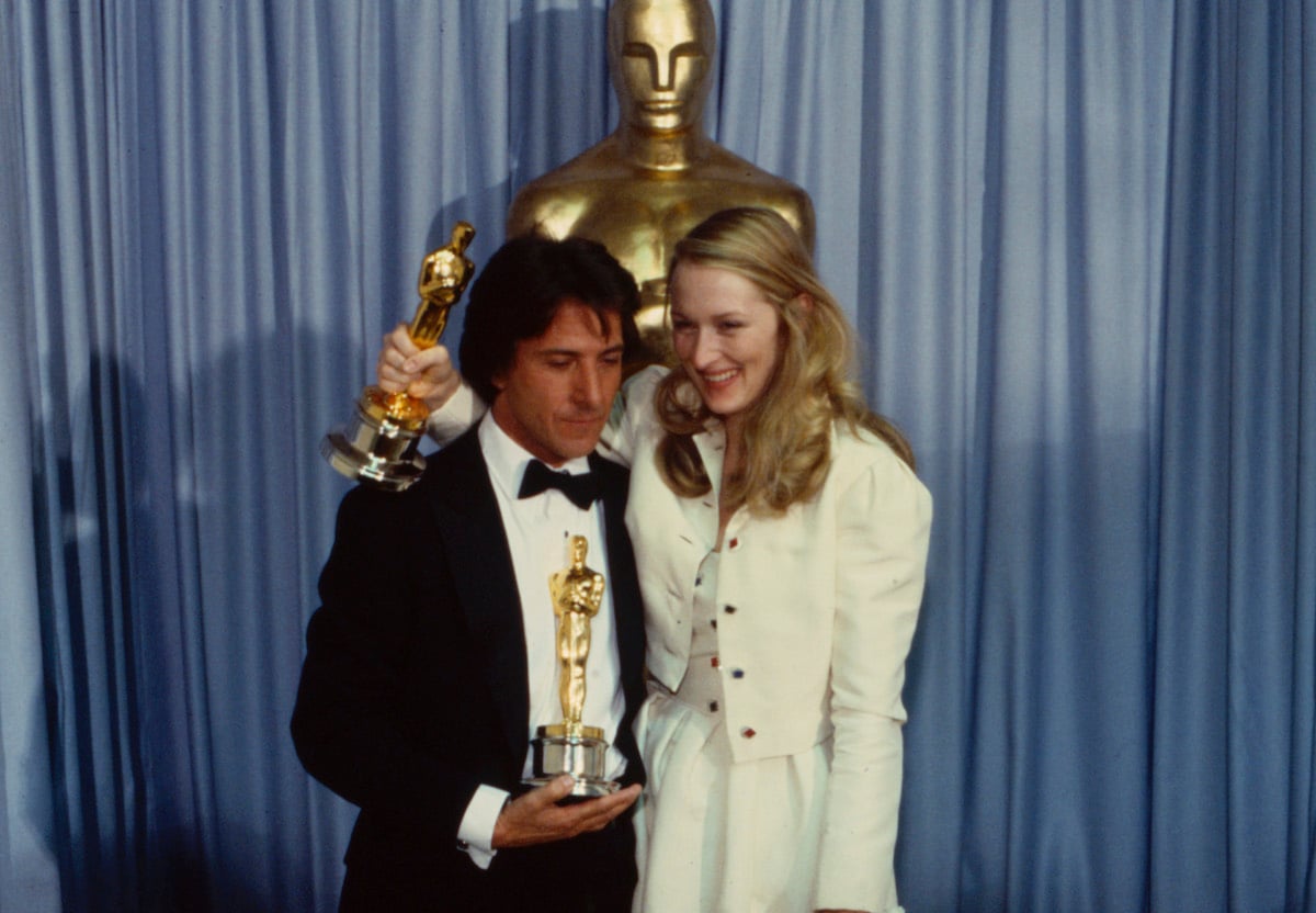 Dustin Hoffman, Meryl Streep with their Academy Awards, appearing on the 52nd Academy Awards