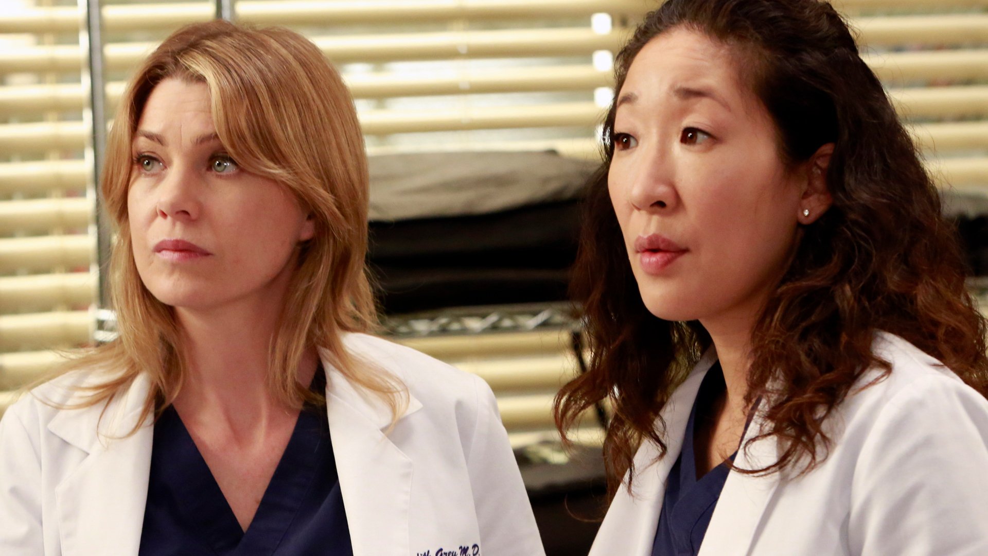 Ellen Pompeo as Meredith Grey and Sandra Oh as Cristina Yang on 'Grey's Anatomy' Season 9