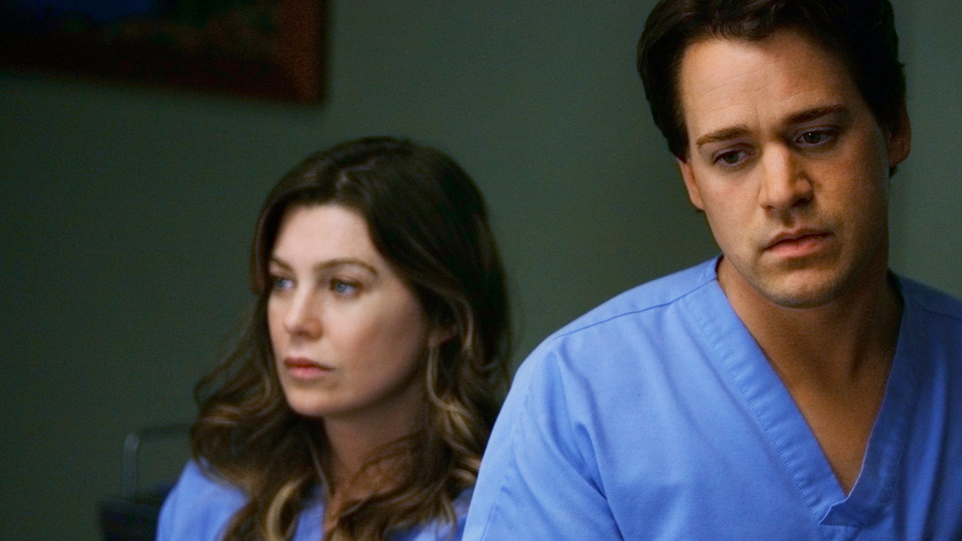 Ellen Pompeo as Meredith Grey and T.R. Knight as George O'Malley on 'Grey's Anatomy'