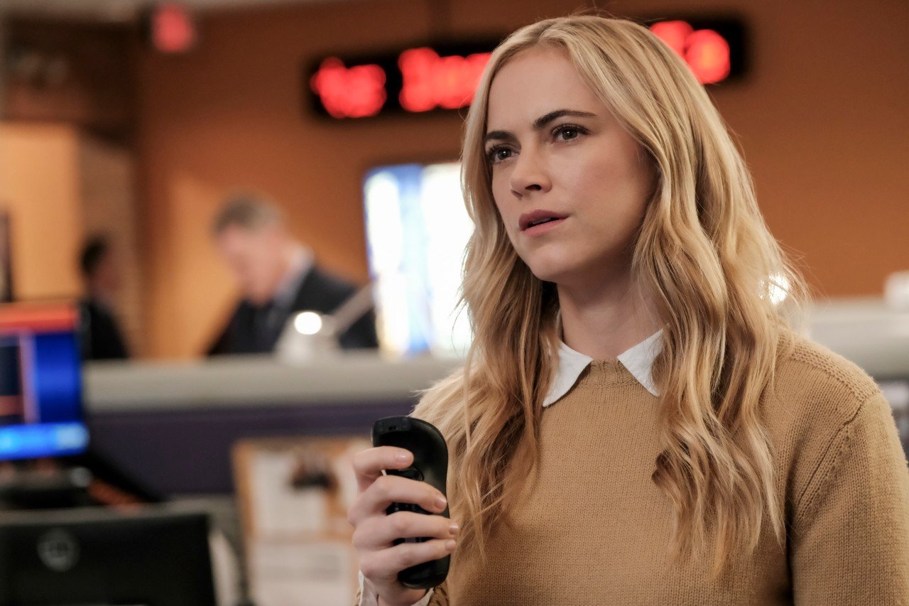 Emily Wickersham on the set of NCIS | Eddy Chen/CBS via Getty Images