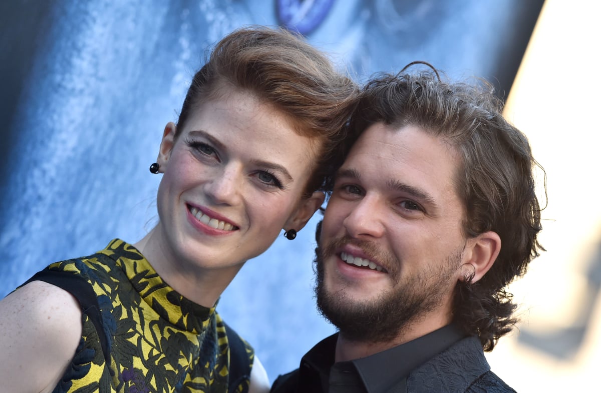Rose Leslie and Kit Harington arrive at the premiere of HBO's 'Game Of Thrones' Season 7 at Walt Disney Concert Hall on July 12, 2017