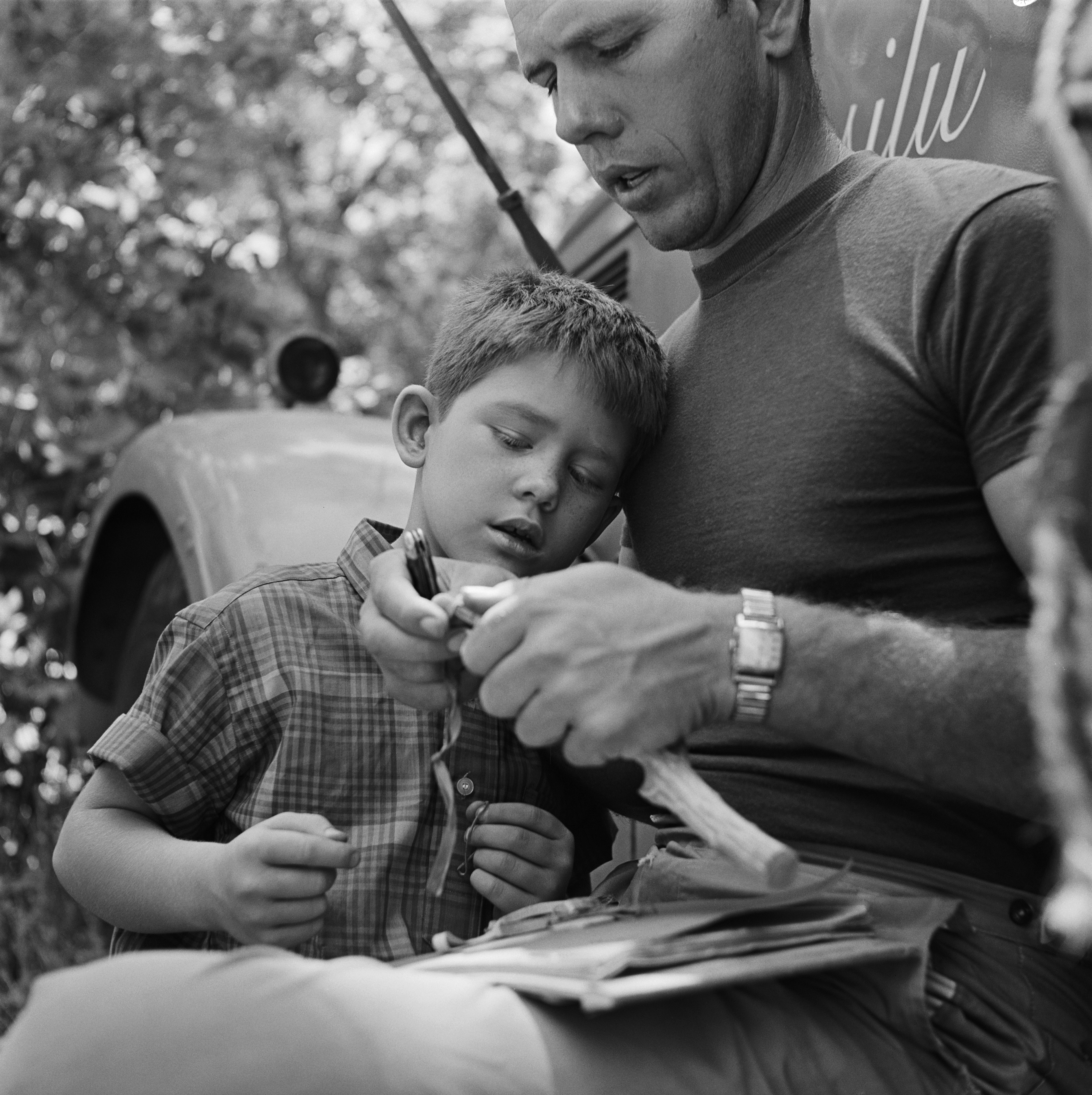 Ron Howard, left, on the set of the episode "Mr. McBeevee" in 1962