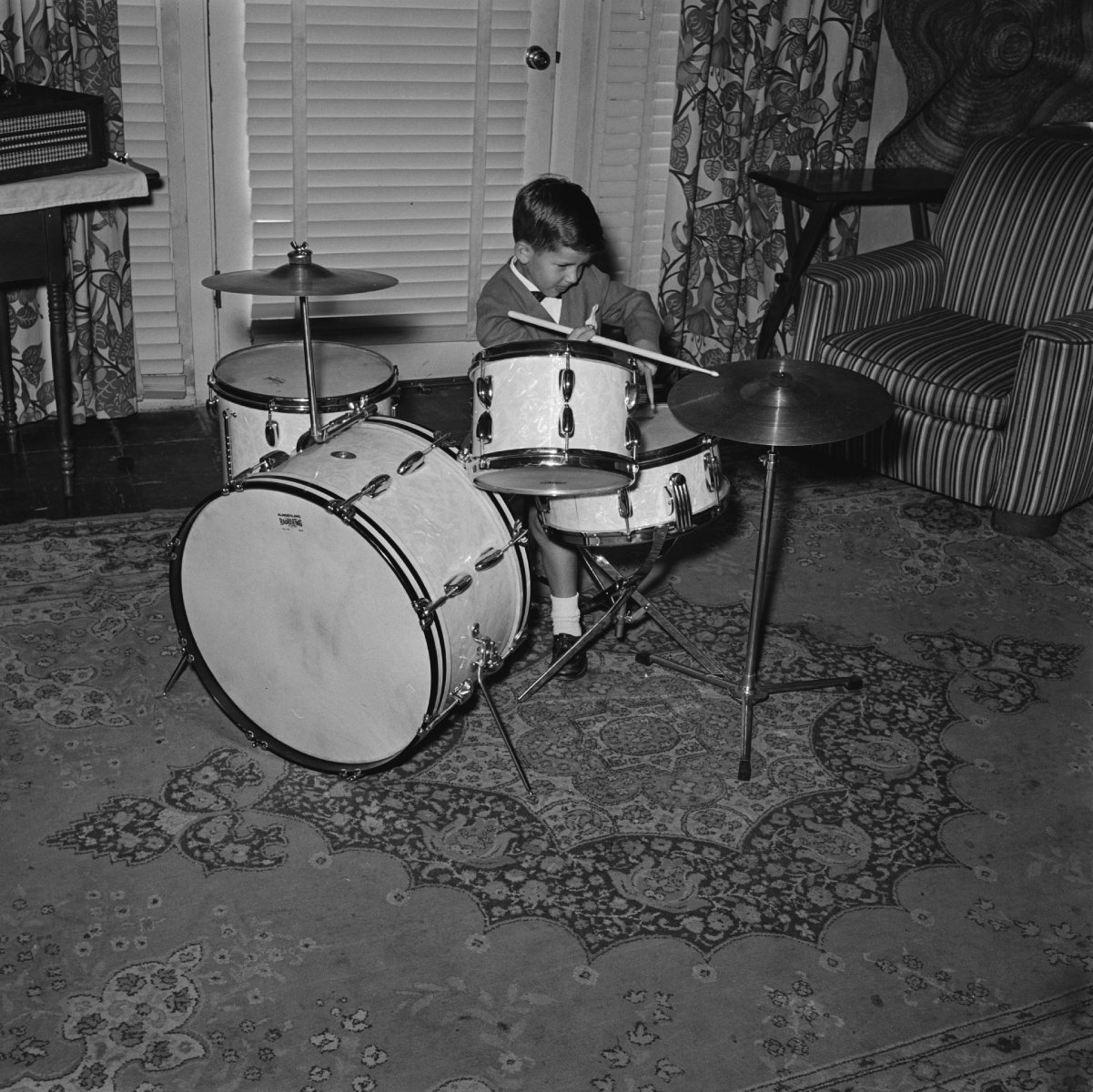 Keith Thibodeaux on the drums, 1955