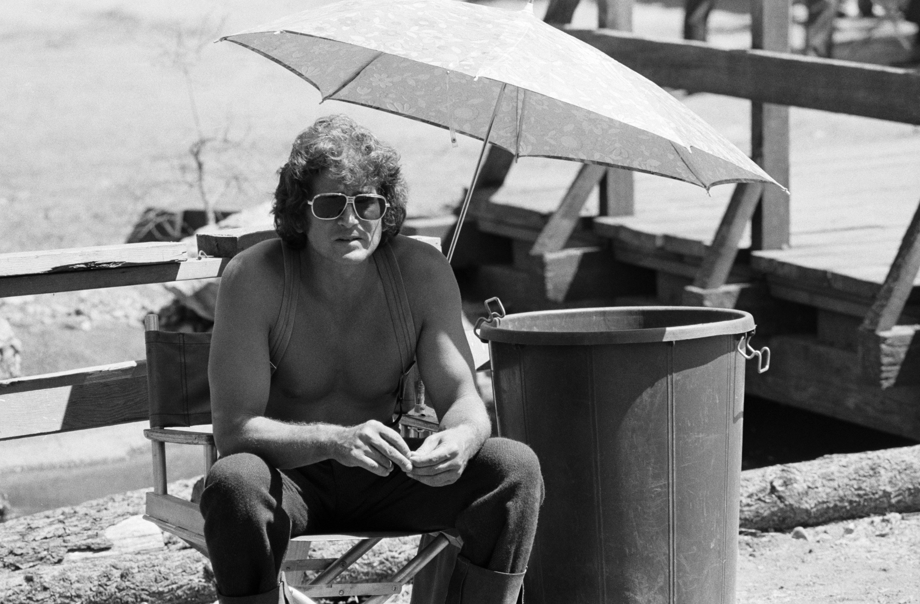 Michael Landon on set