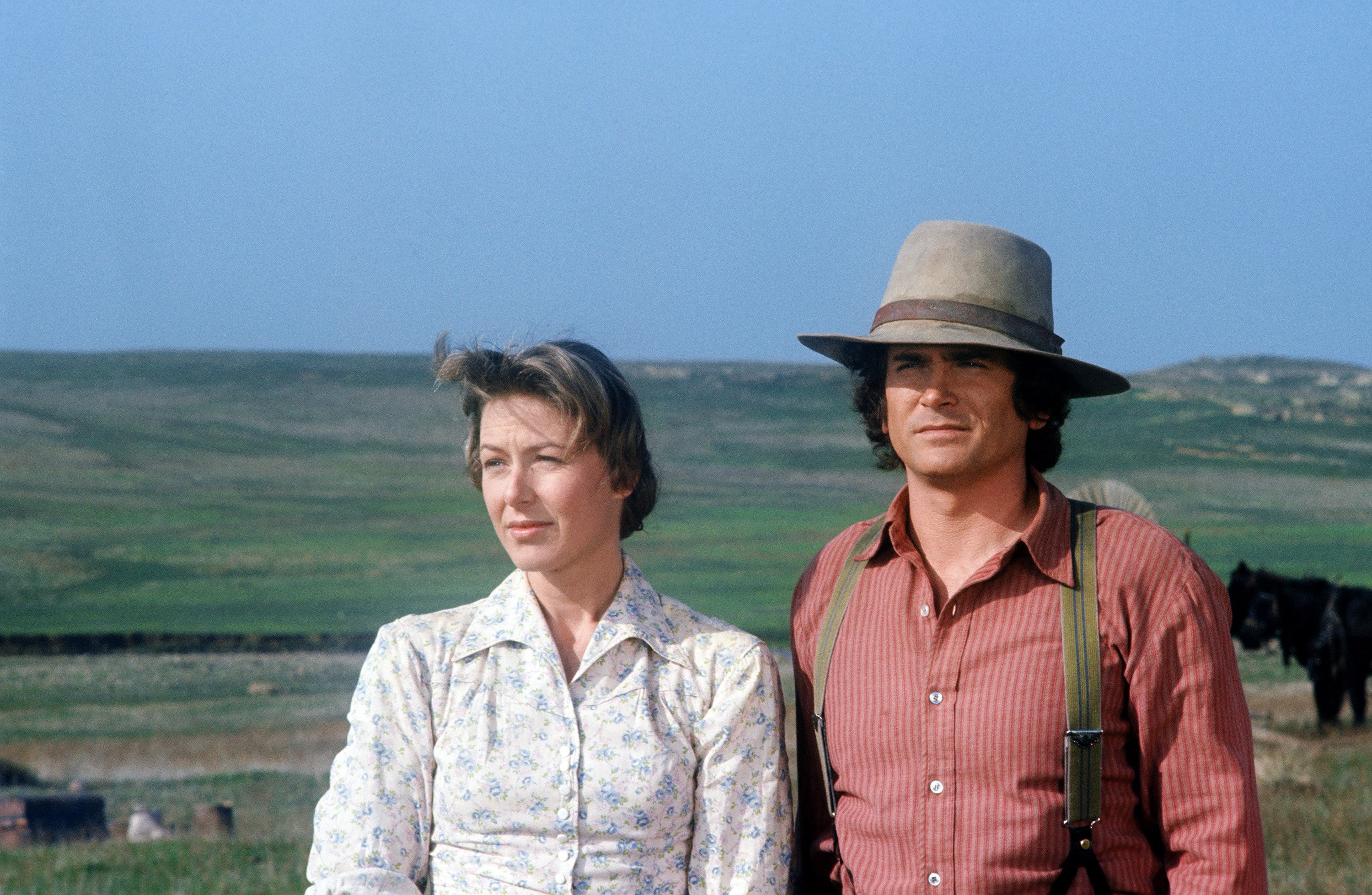 Karen Grassle and Michael Landon as Caroline and Charles Ingalls on 'Little House on the Prairie', 1974