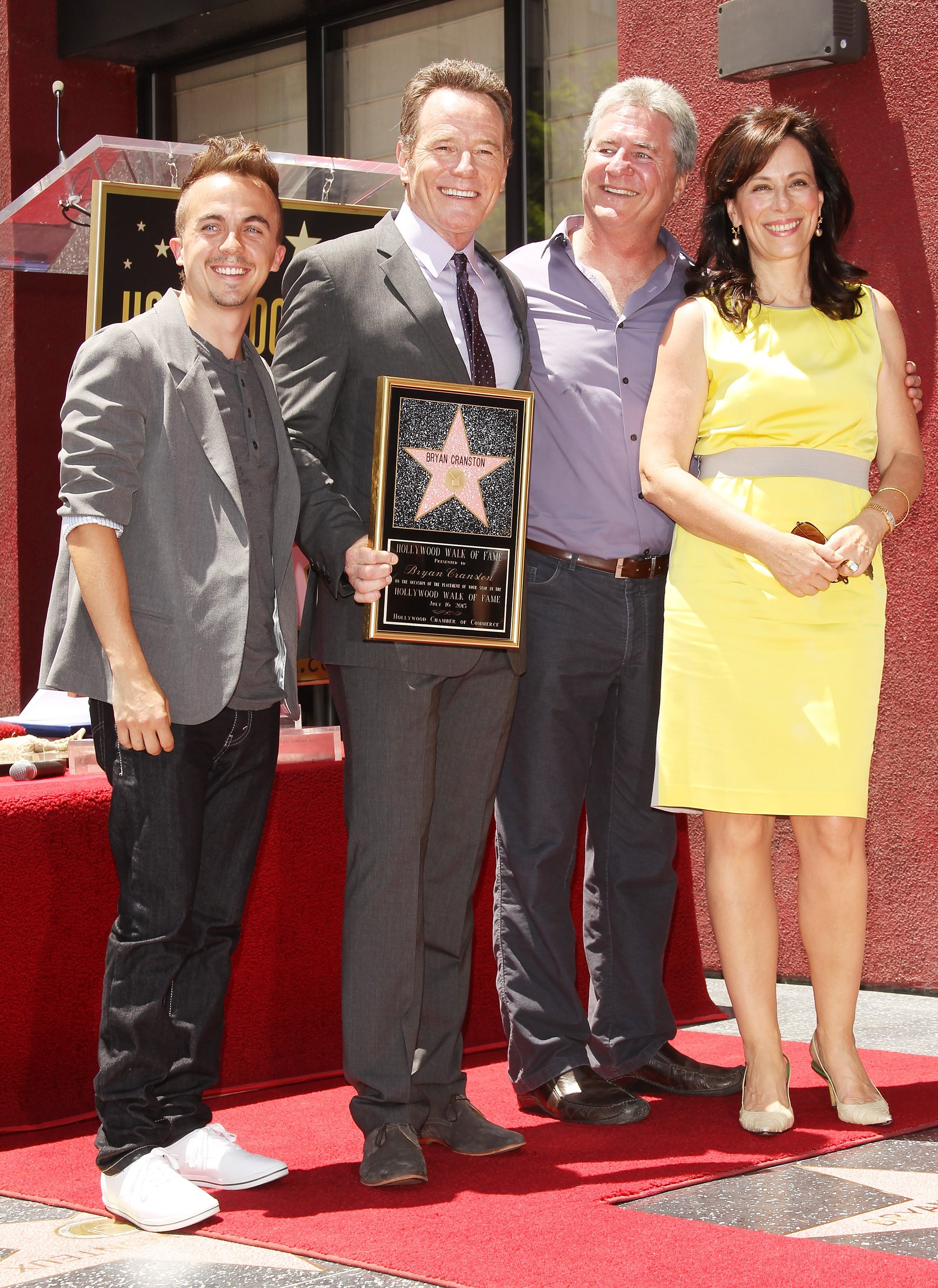 Linwood Boomer (second from right) with 'Malcolm in the Middle' stars Frankie Muniz, Bryan Cranston, and Jane Kaczmarek in 2013