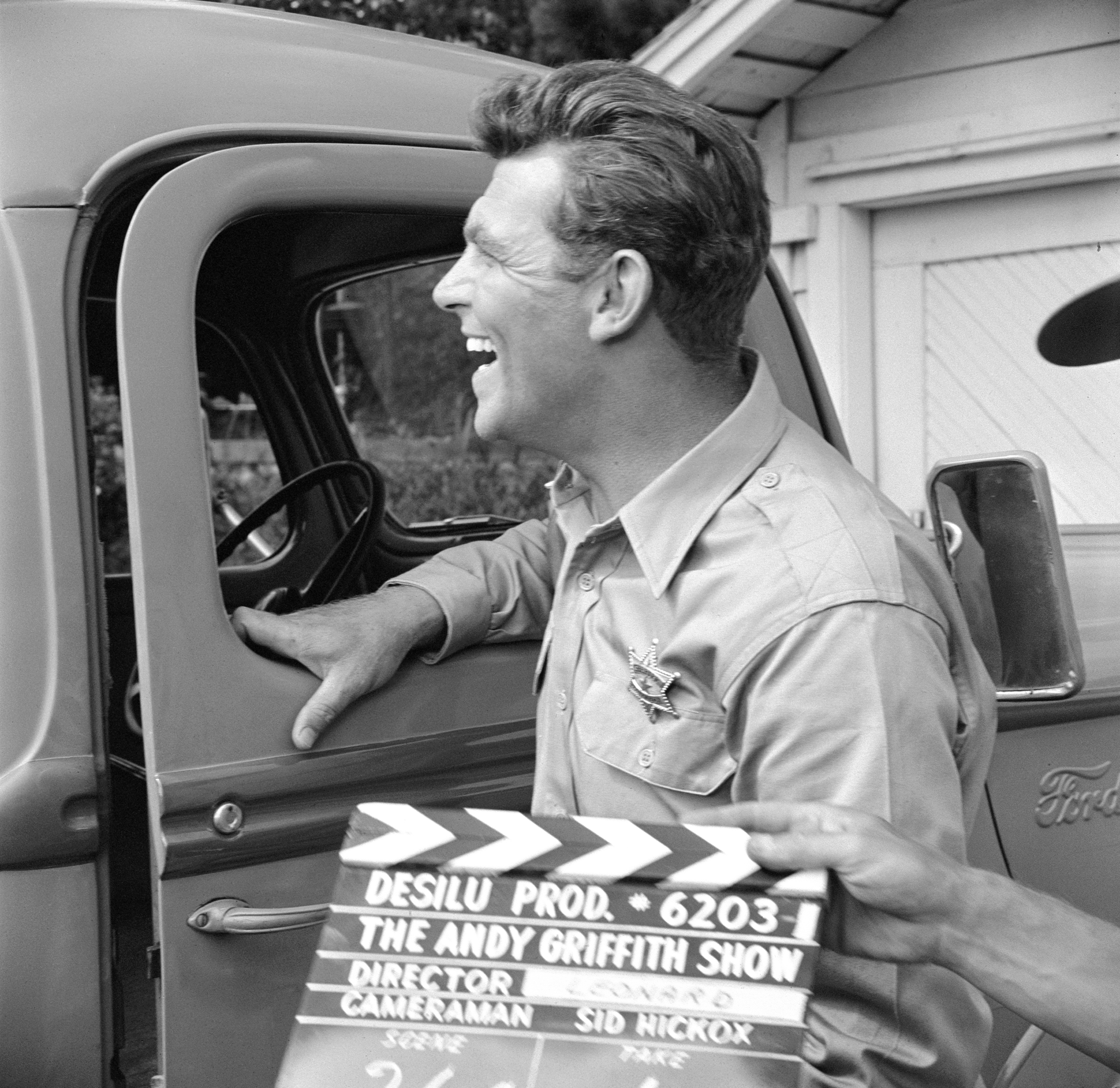 Andy Griffith on the set of 'The Andy Griffith Show'