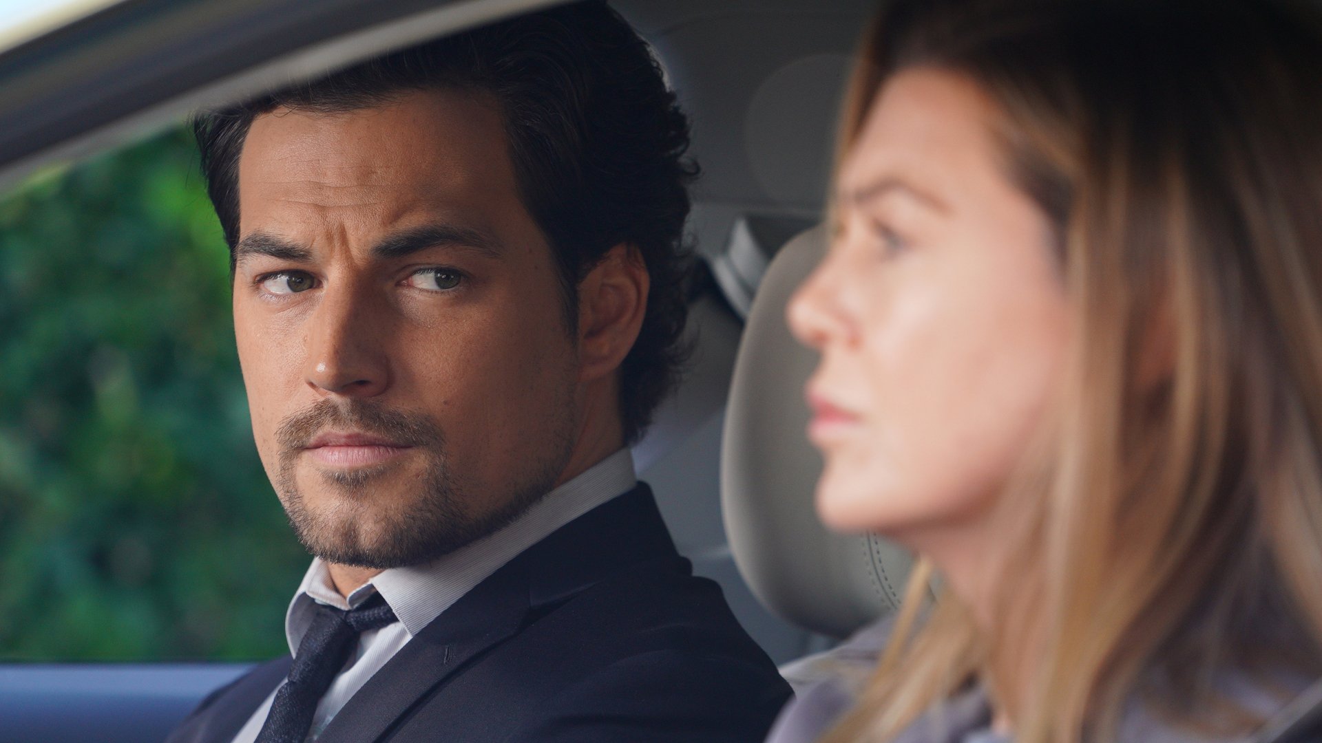 Giacomo Gianniotti as Andrew DeLuca and Ellen Pompeo as Meredith Grey on 'Grey's Anatomy'