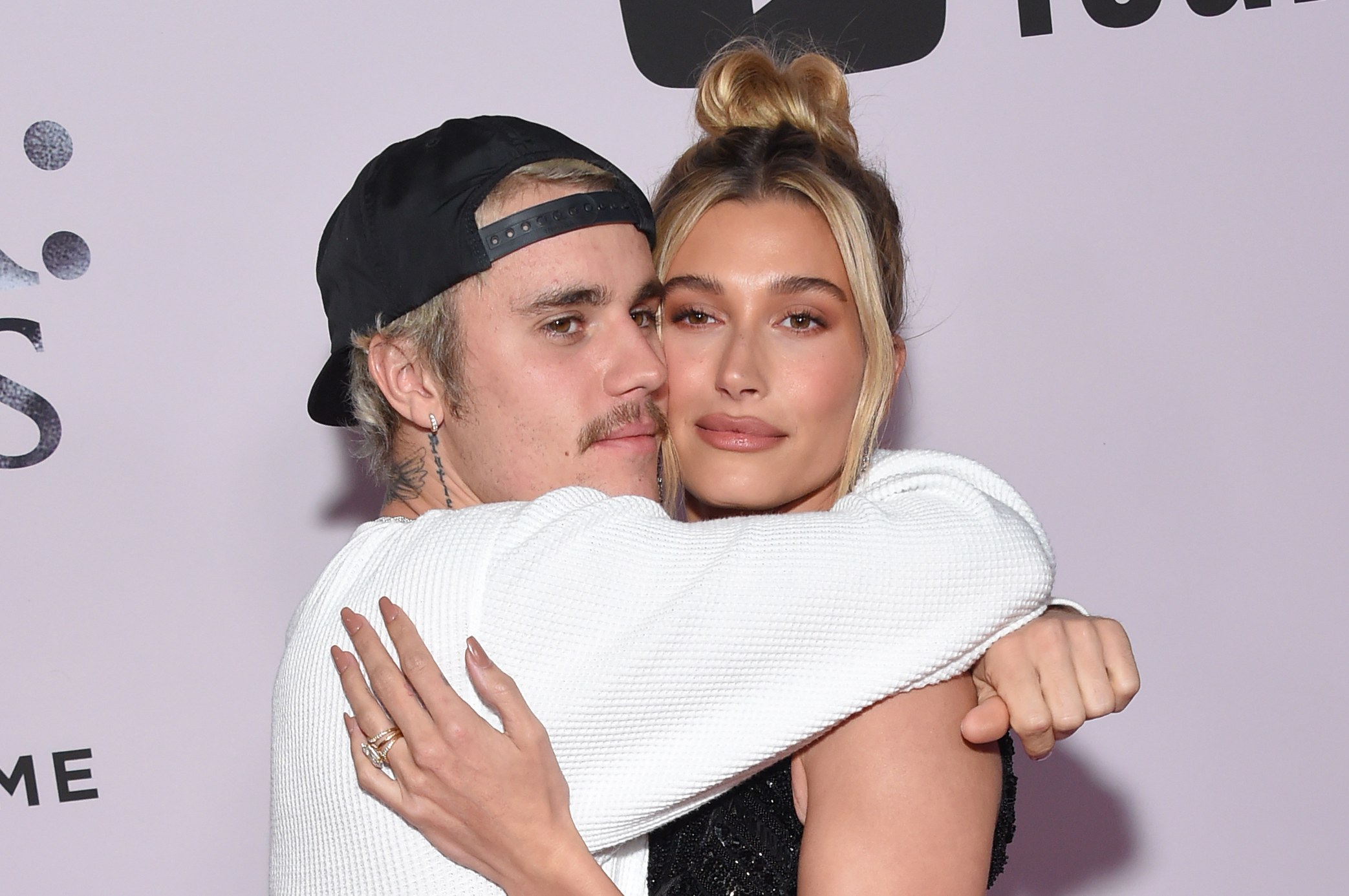 Hailey Bieber and Justin Bieber hugging