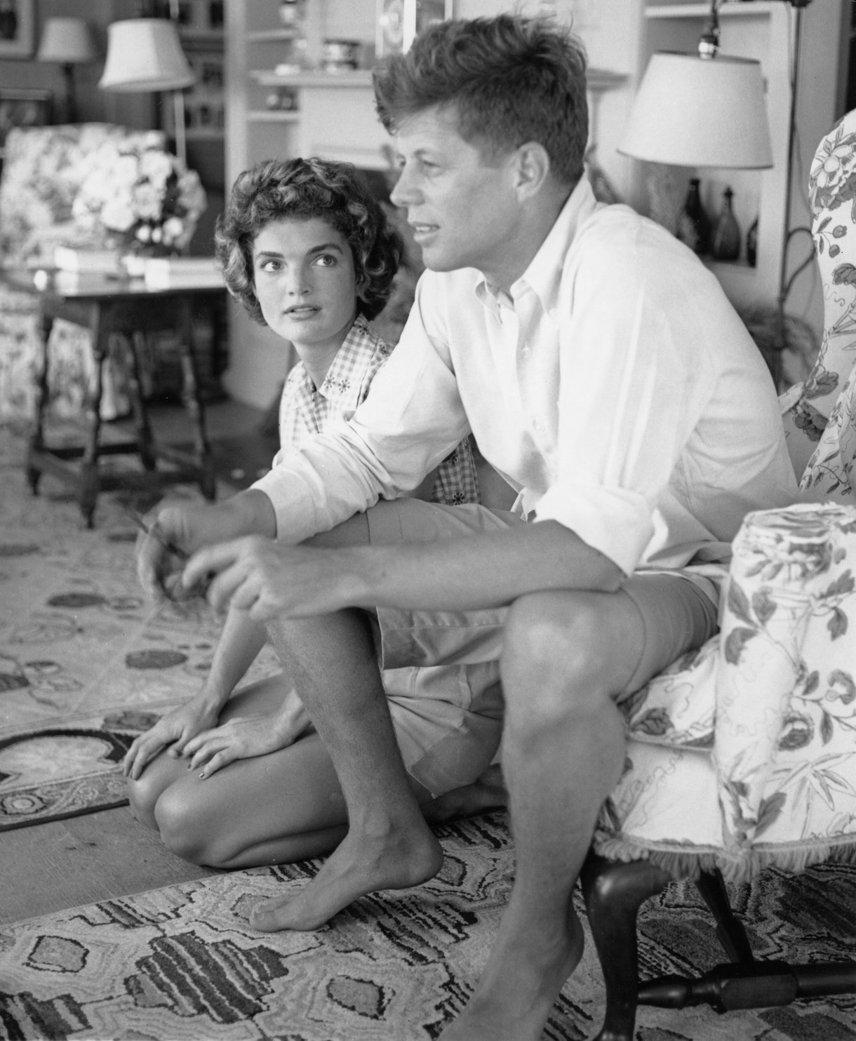 HYANNIS PORT, MA - JUNE 1953: Senator John F. Kennedy and fiance Jacqueline Bouvier