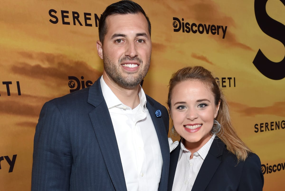 Smiling Jeremy Vuolo and Jinger Duggar at a Discovery Channel event 