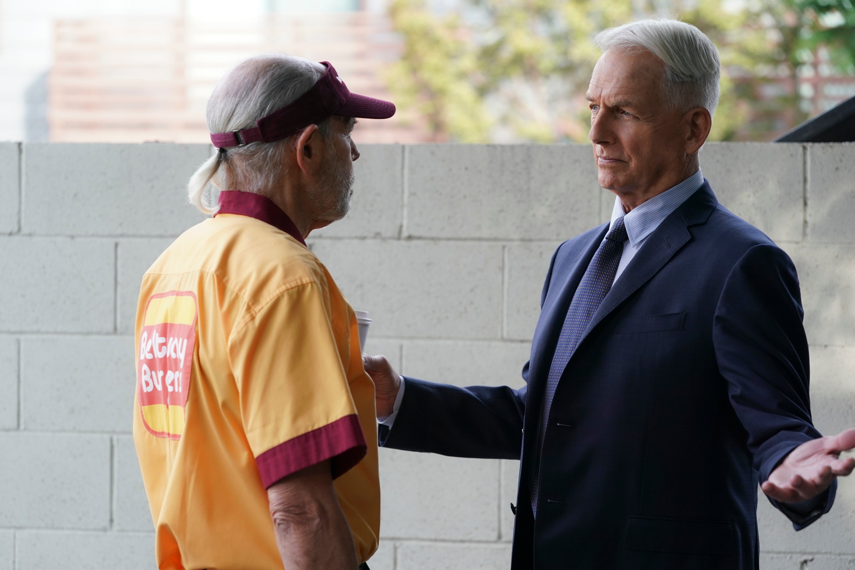 Joe Spano and Mark Harmon on the set of NCIS | Sonja Flemming/CBS via Getty Images
