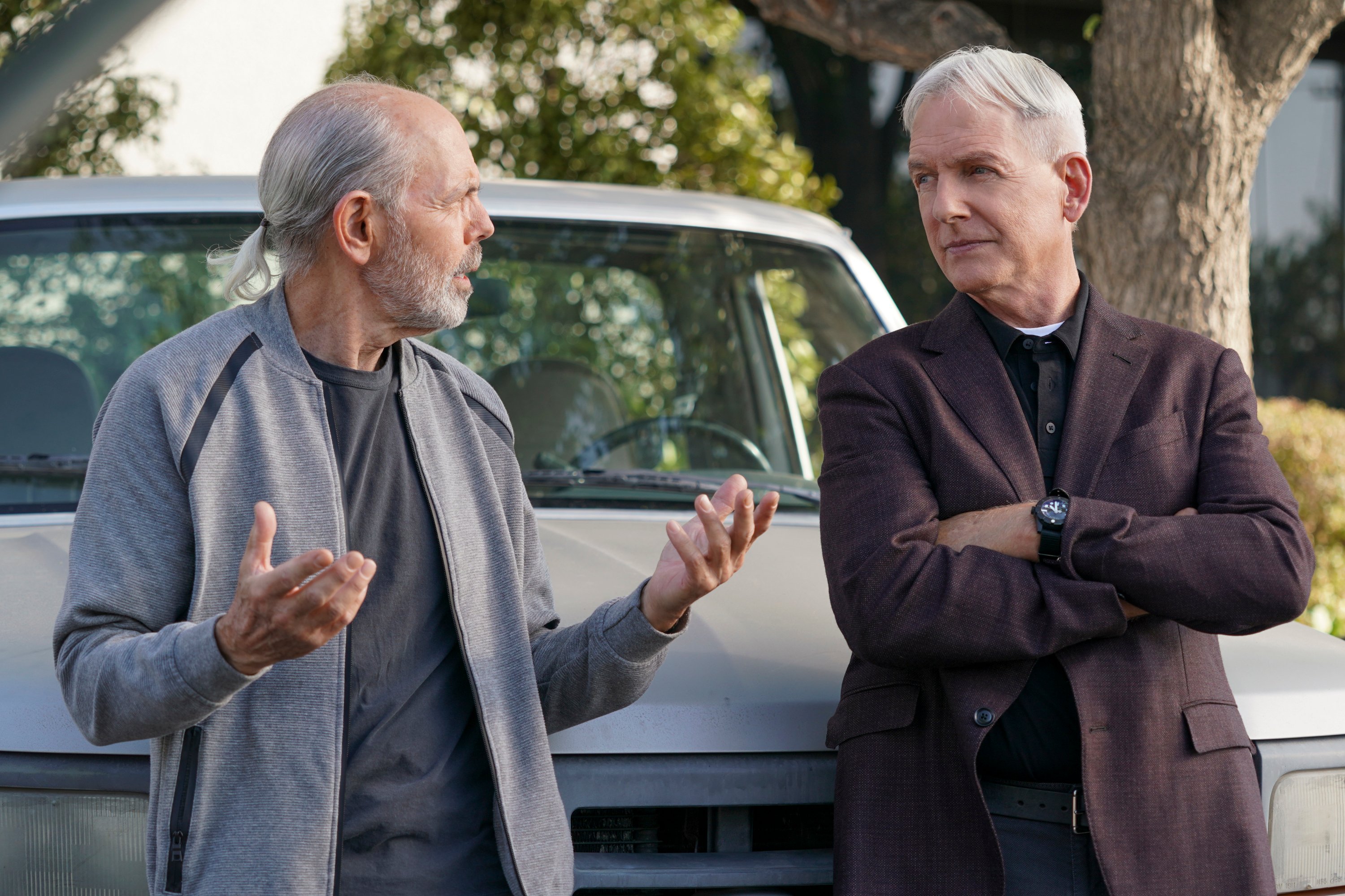 Joe Spano as Tobias T.C. Fornell and Mark Harmon as NCIS Special Agent Leroy Jethro Gibbs | Sonja Flemming/CBS via Getty Images