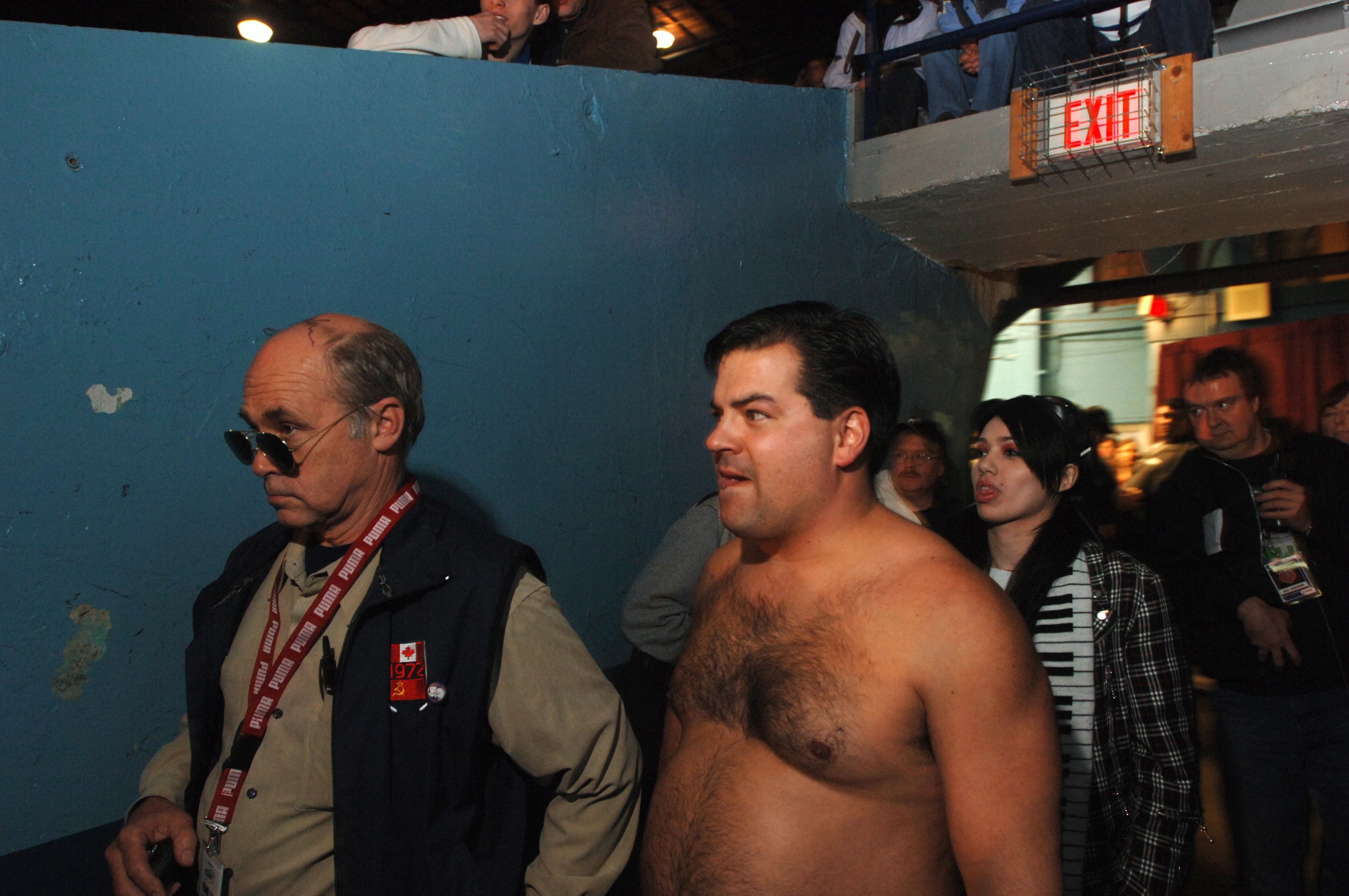 John Dunsworth and Patrick Roach walk down a hall dressed as their characters from 'Trailer Park Boys'