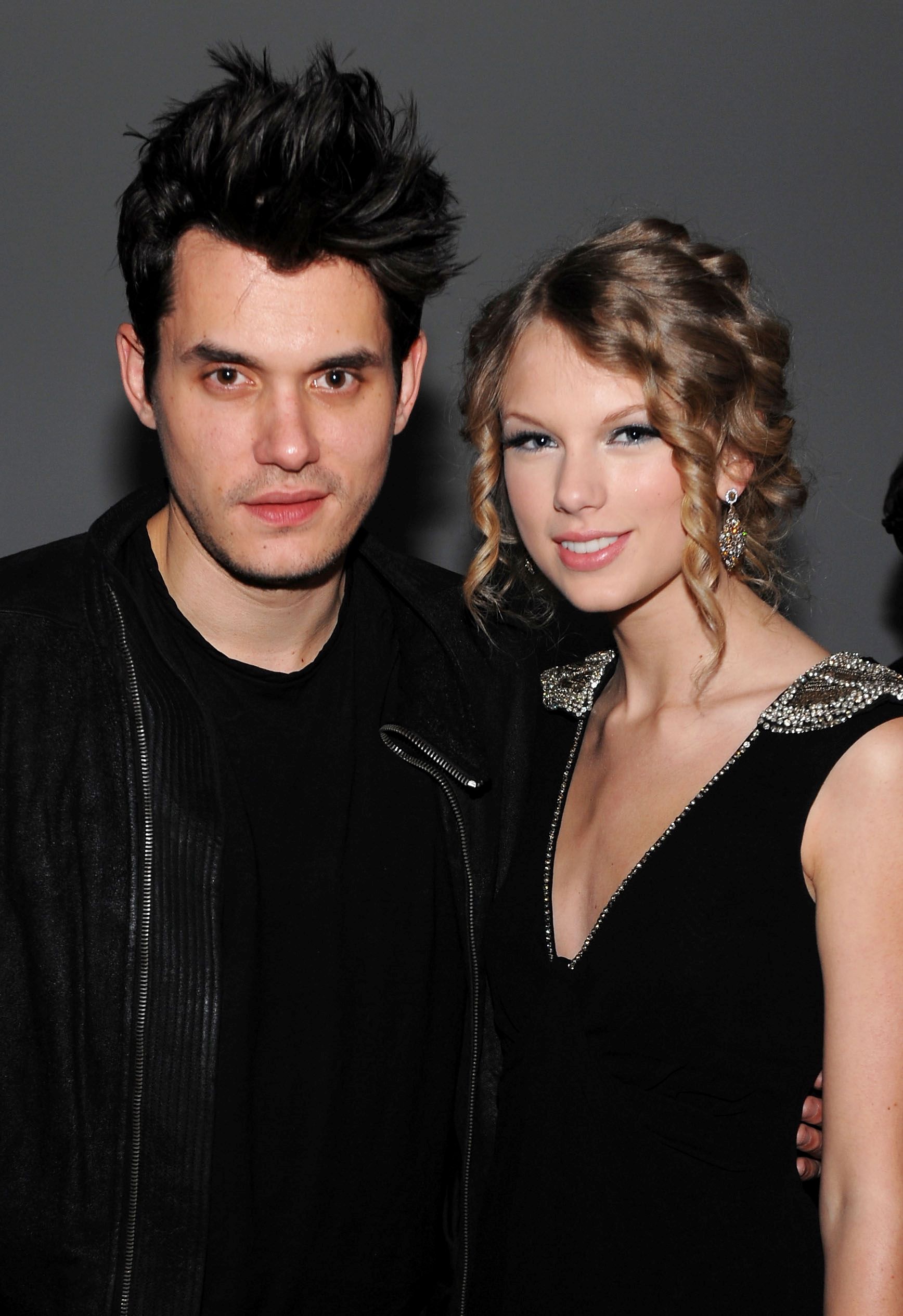 John Mayer (L) and Taylor Swift attend the launch of VEVO