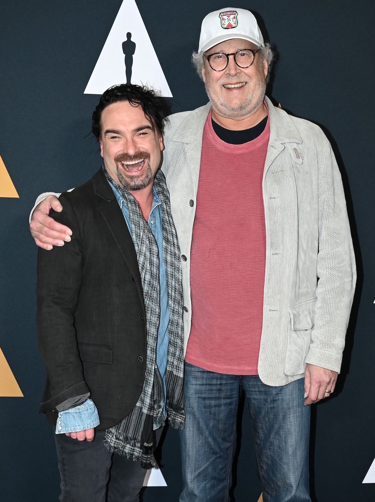 Johnny Galecki and Chevy Chase attend a 30-year anniversary screening of 'National Lampoon's Christmas Vacation'