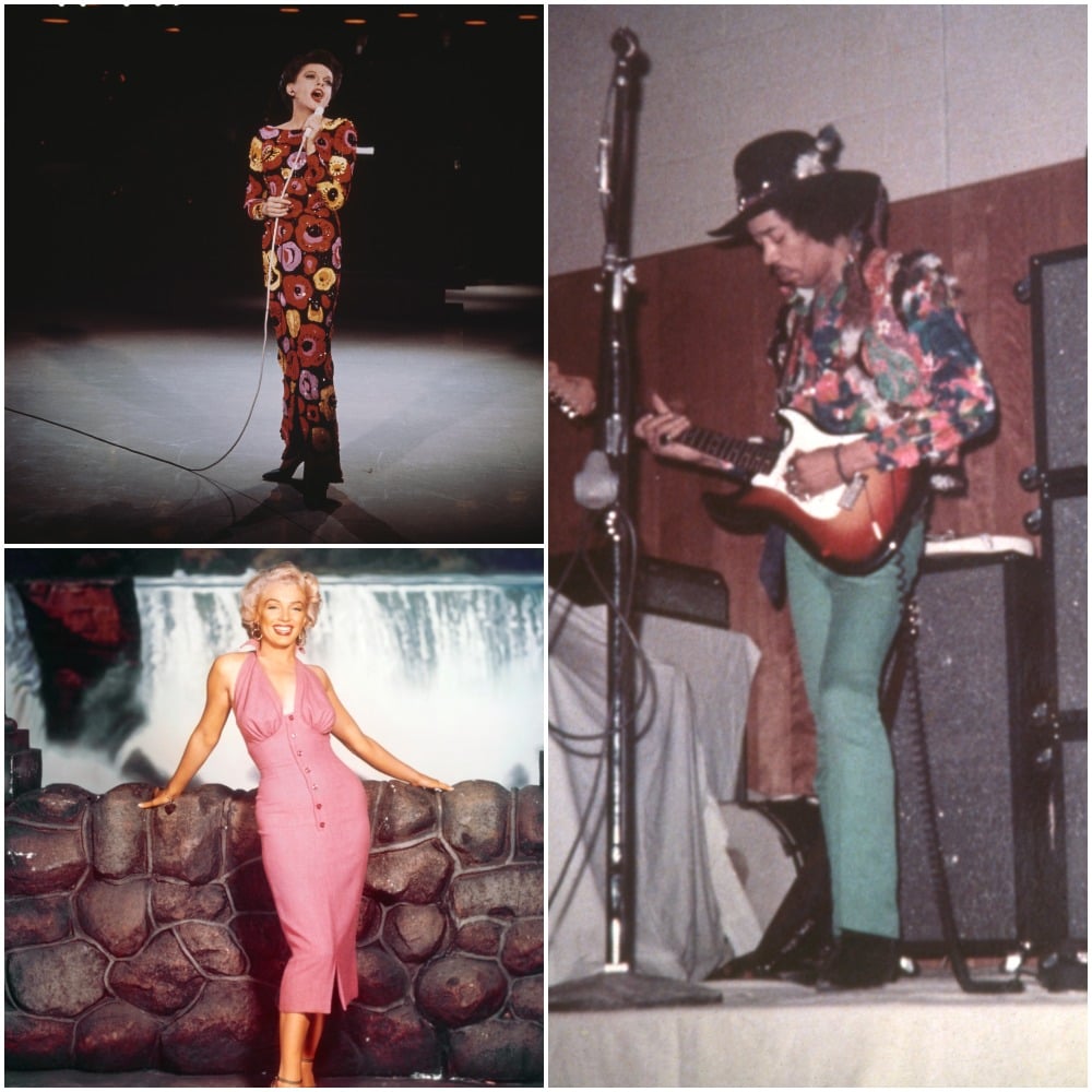 Judy Garland (top); Marilyn Monroe; Jimi Hendrix