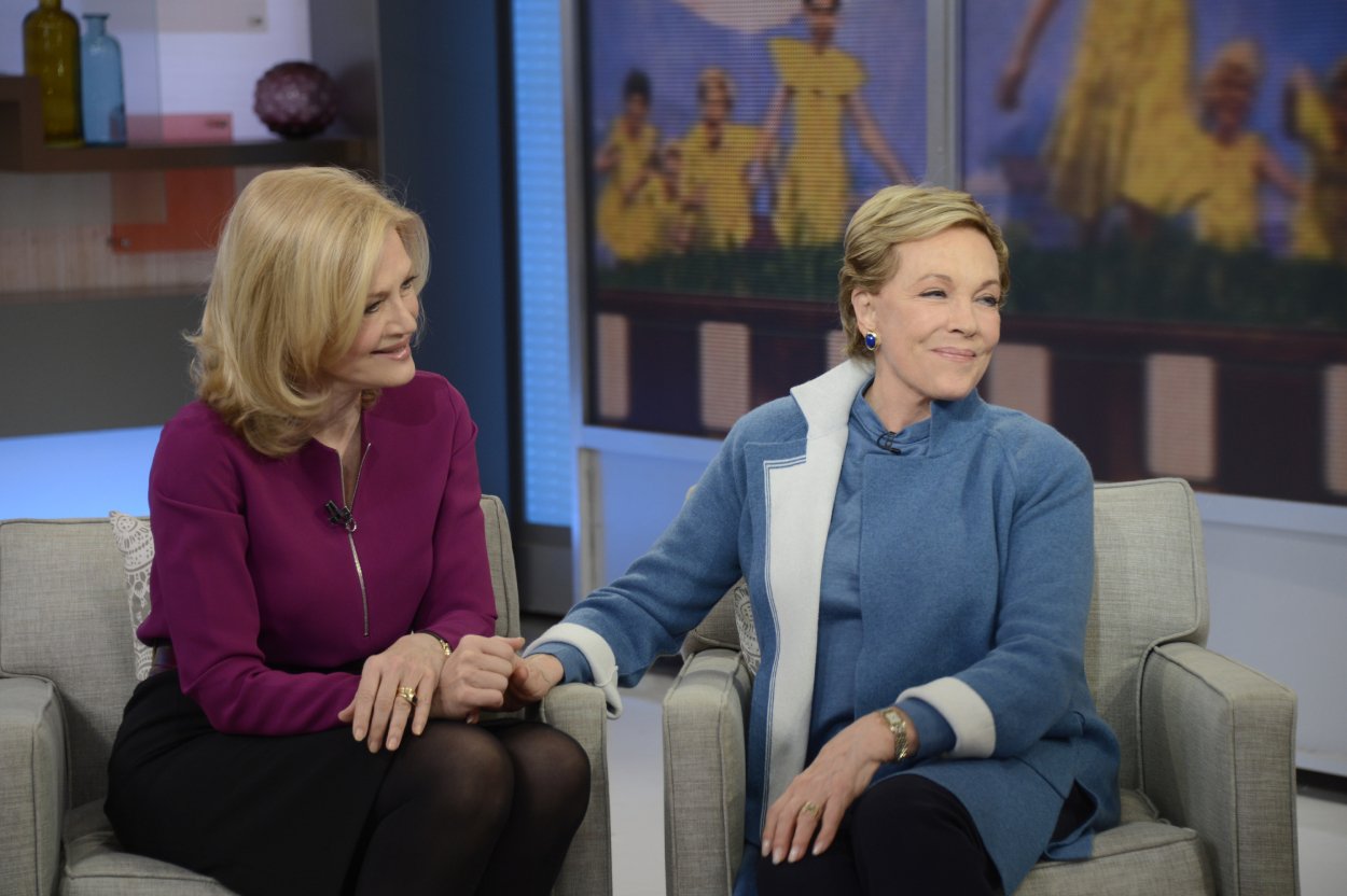 Julie Andrews sitting down for an interview with Diane Sawyer