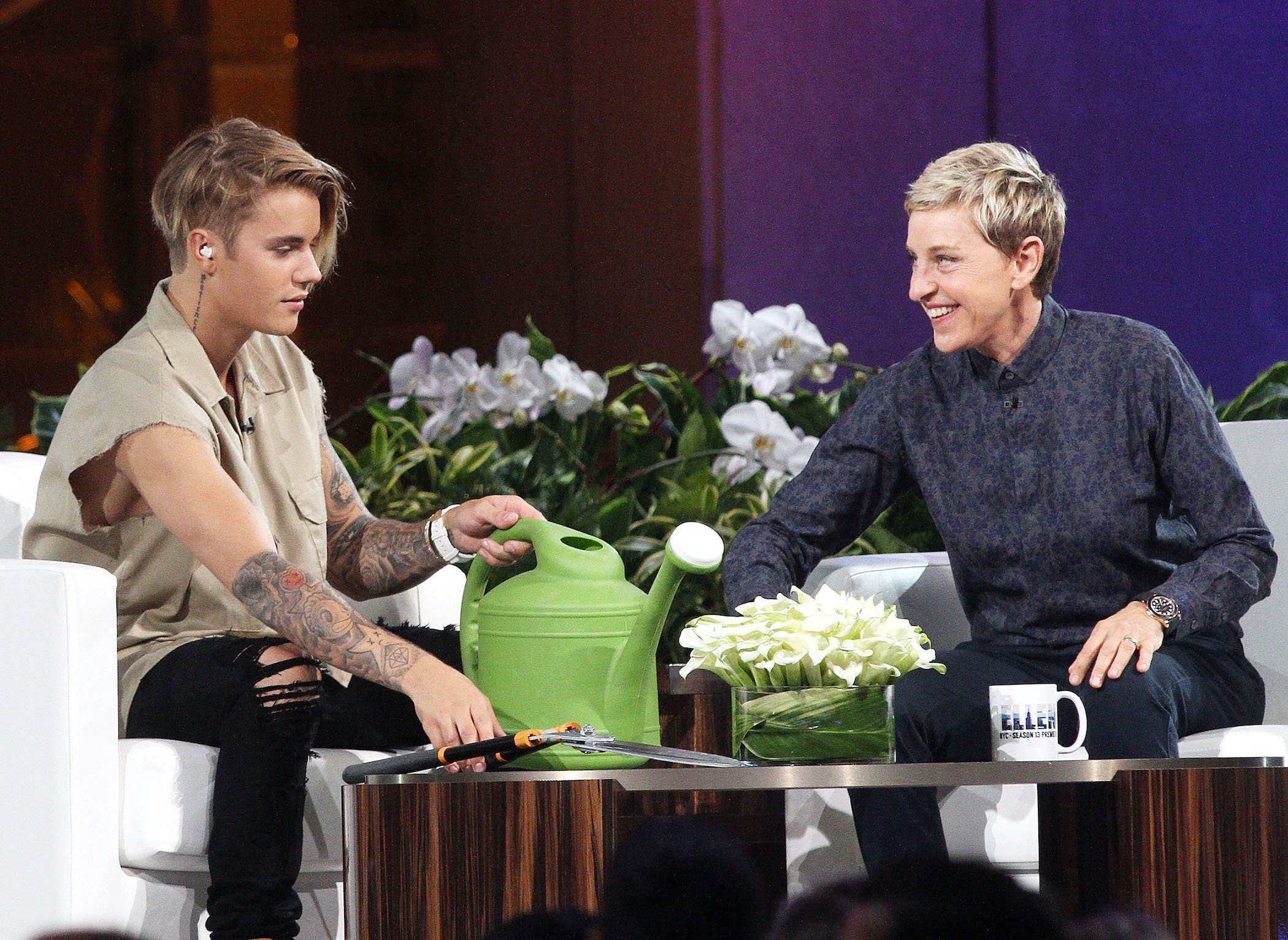 Justin Bieber and Ellen DeGeneres on 'The Ellen DeGeneres Show'