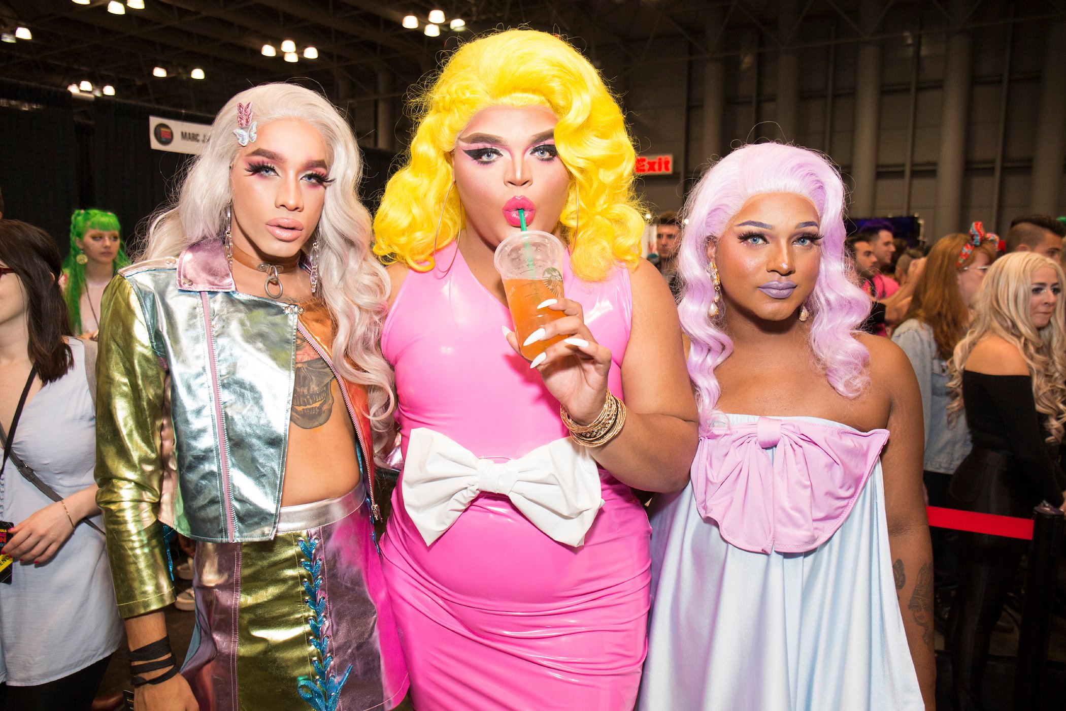 Dahlia Sin, Kandy Muse, and Momo Shade of 'Haus of AJA' attend RuPaul's DragCon NYC