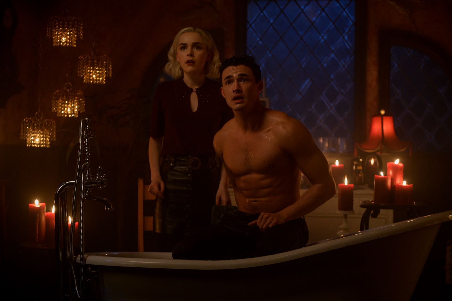 Kiernan Shipka and Gavin Leatherwood in 'Chilling Adventures of Sabrina'