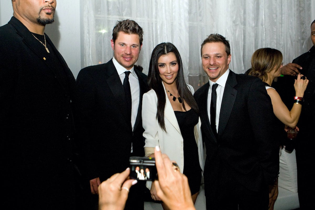 Kim Kardashian West with Nick and Drew Lachey