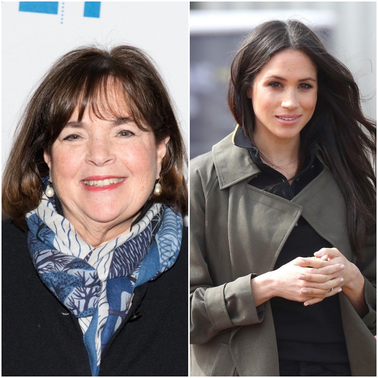 (L-R) Ina Garten in 2017 and Meghan Markle in 2018
