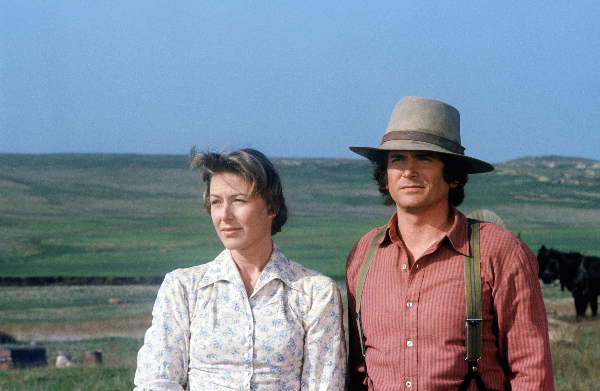 Karen Grassle as Caroline Ingalls and Michael Landon as Charles Philip Ingalls on 'Little House on the Prairie'